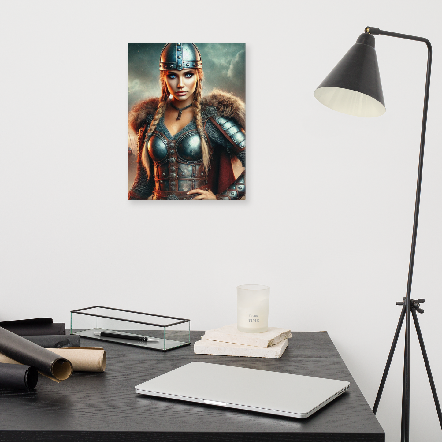 Vikingvrouw Canvas Schilderij - Stoer en Krachtig Wanddecoratie - Premium Kwaliteit -Scandinavische Kunst