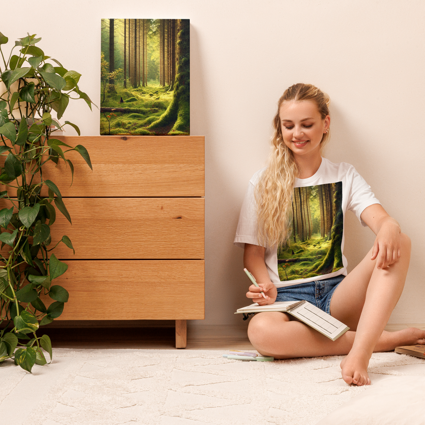 Adembenemende Boslandschap Canvas – Mystiek Groen in de Natuur