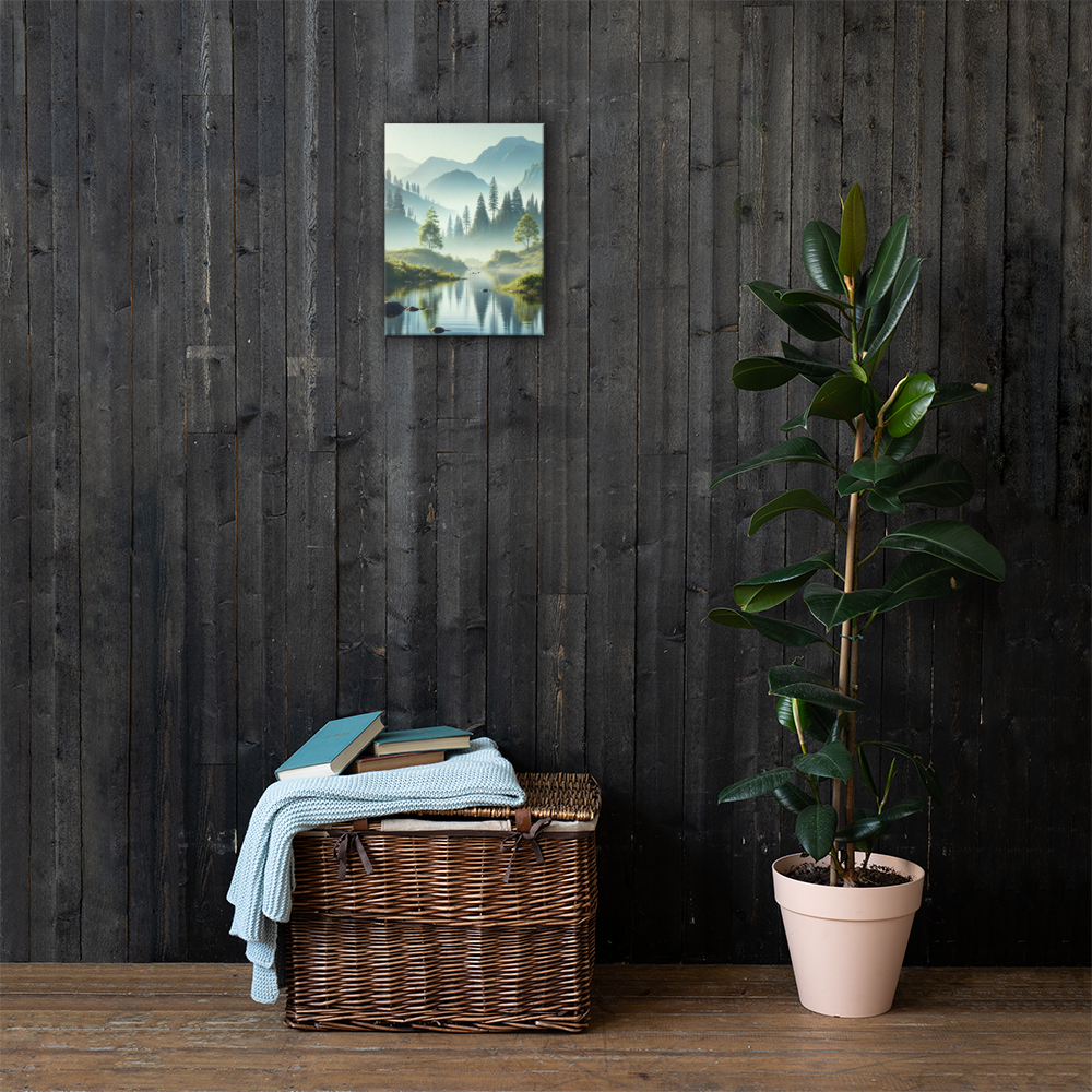 Rustgevende Canvas Wanddecoratie - Mystiek Berglandschap