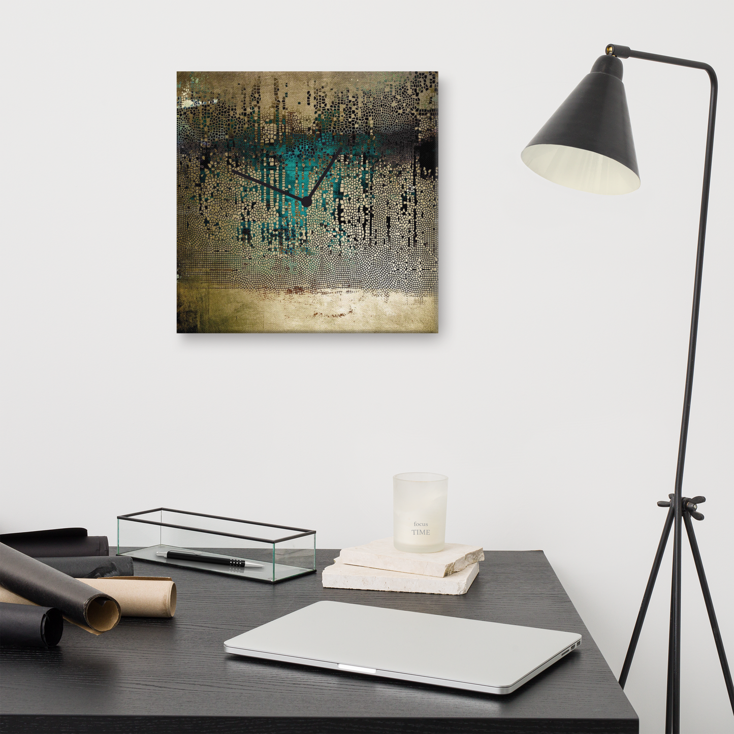 Acrylglas wandklok “Valore Aureo” met bladgoud – luxe designklok