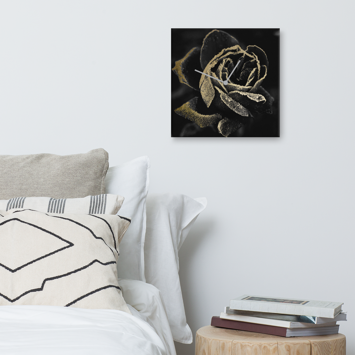 Black Rose Wandklok met Bladgoud – Luxe Acrylglas Klok van Unique Treasure