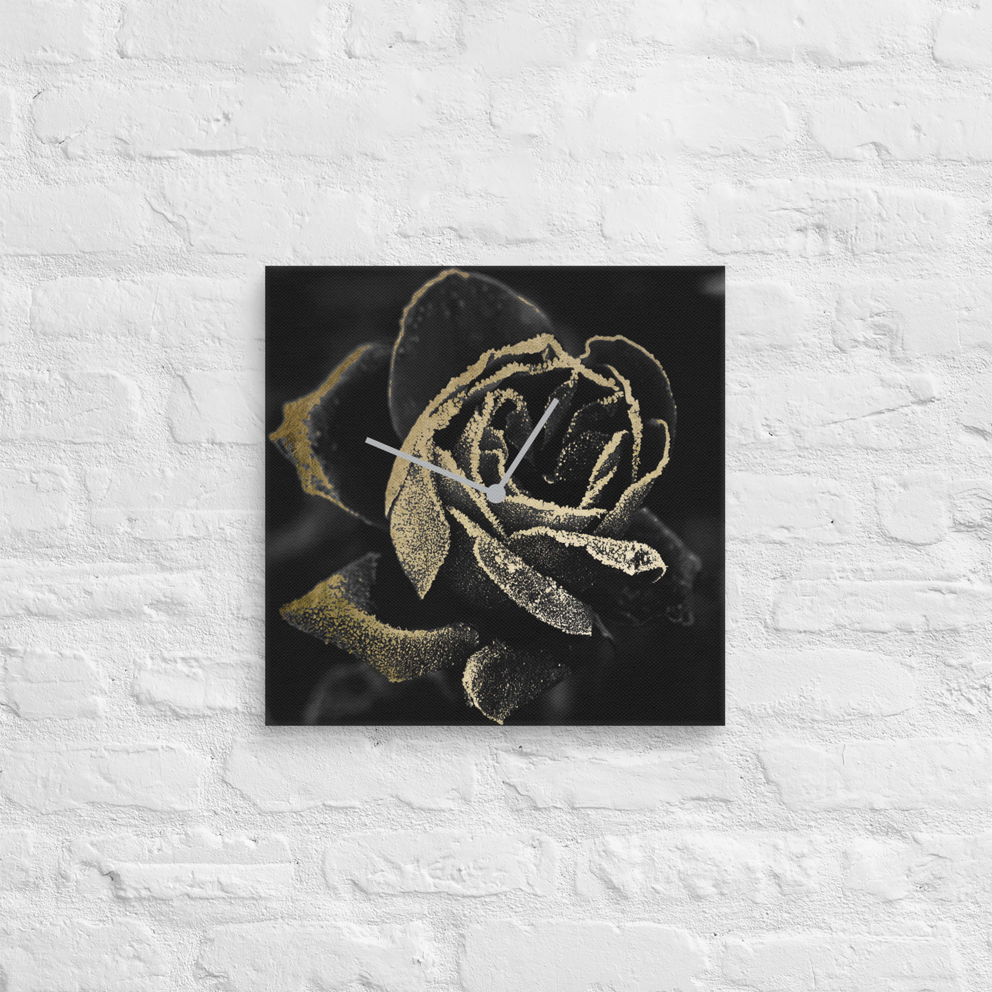 Black Rose Wandklok met Bladgoud – Luxe Acrylglas Klok van Unique Treasure