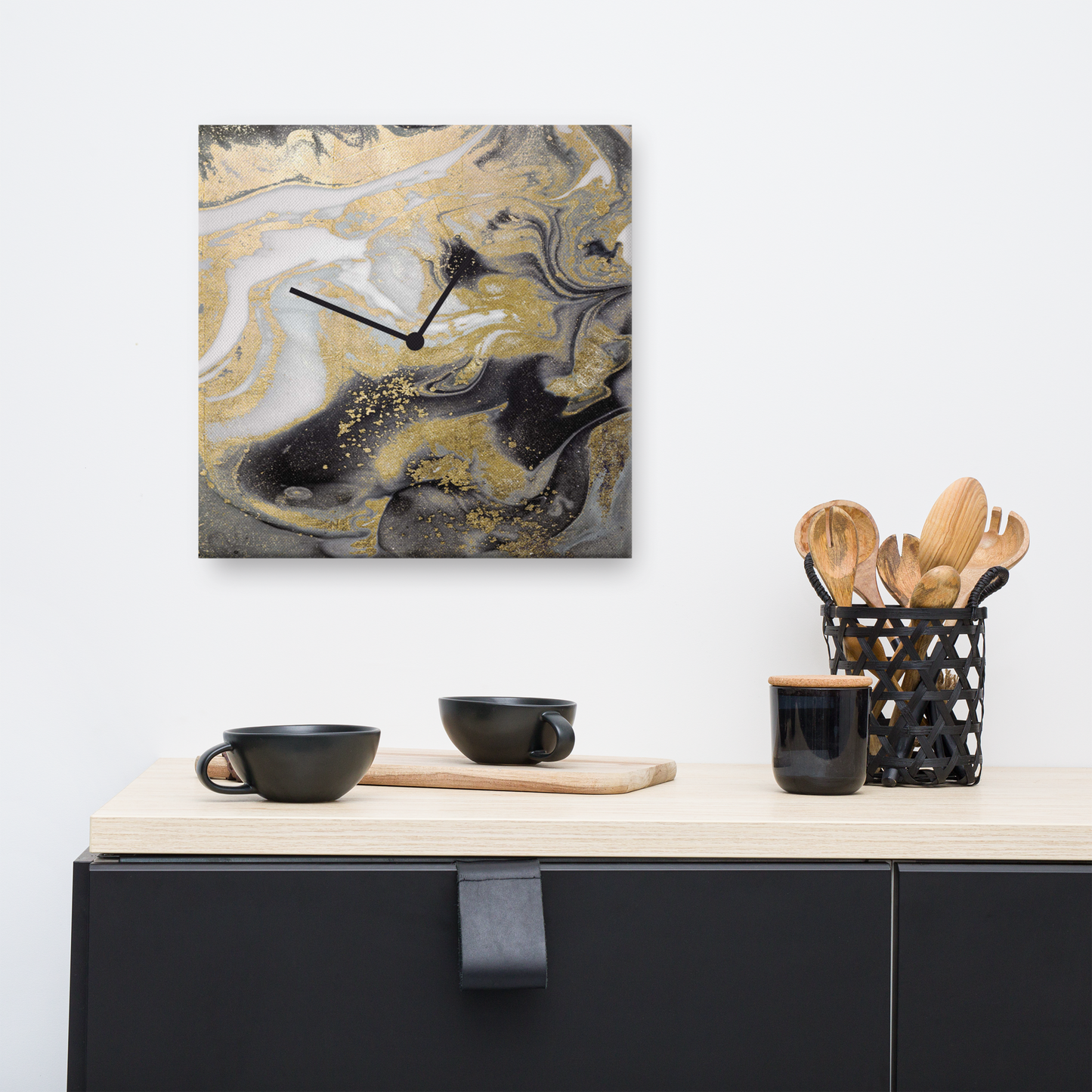 Acrylglas wandklok “Lux Auriga” met bladgoud – modern design klok