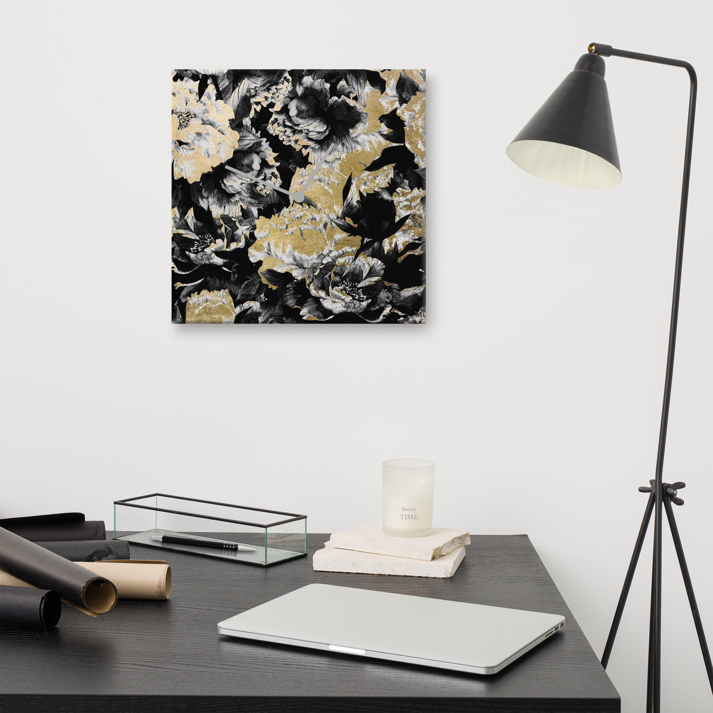 Grand Aureum Luxe Wandklok met Bladgoud – Design Acrylglas Klok van Unique Treasure