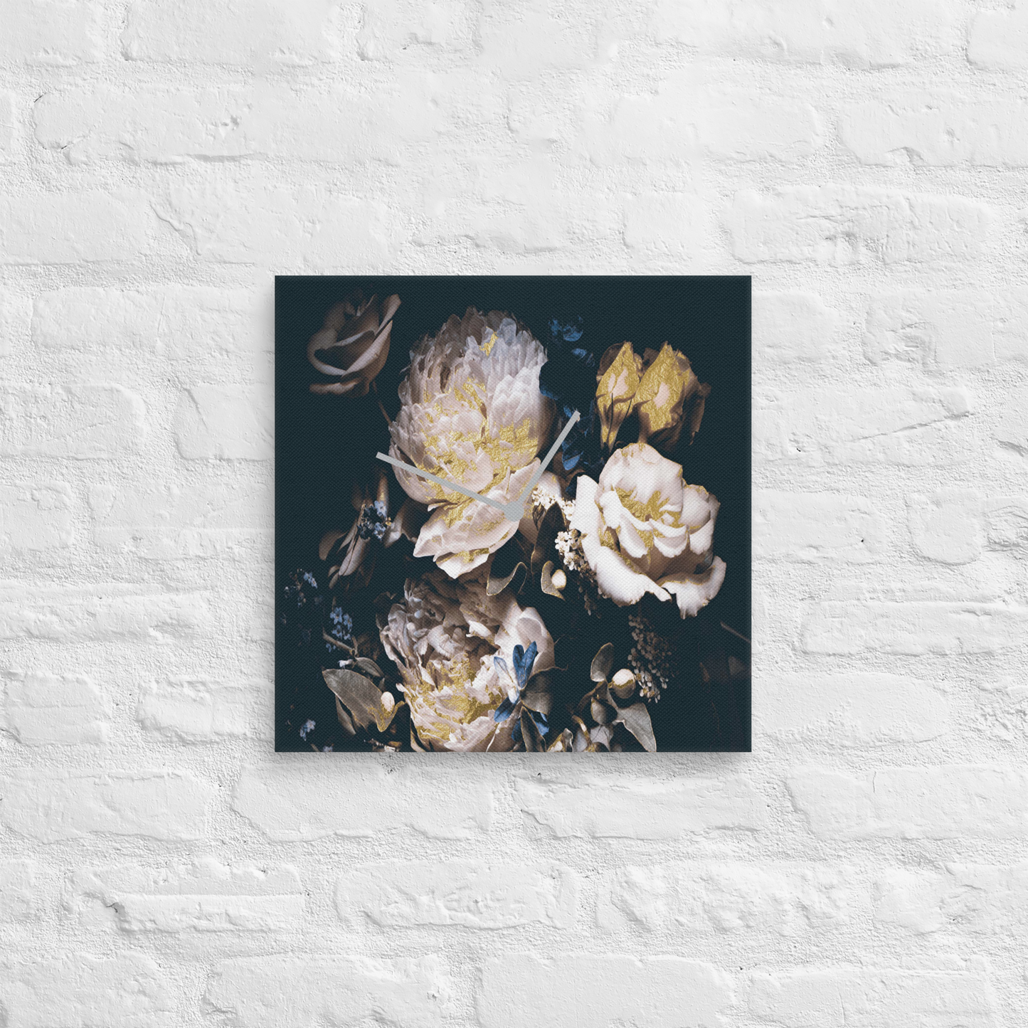 Golden Flower acrylglas wandklok met bladgoud – luxe designklok