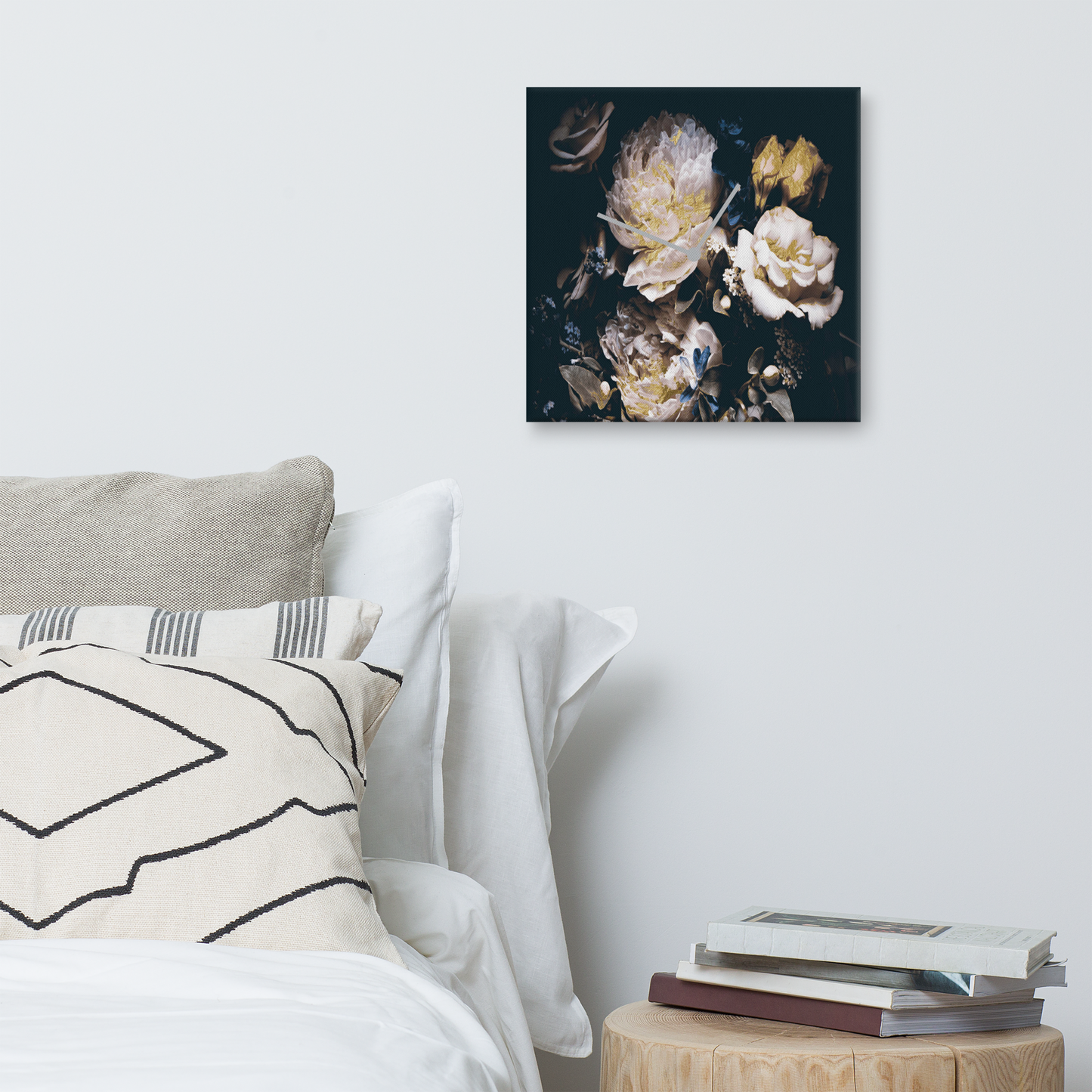 Golden Flower acrylglas wandklok met bladgoud – luxe designklok