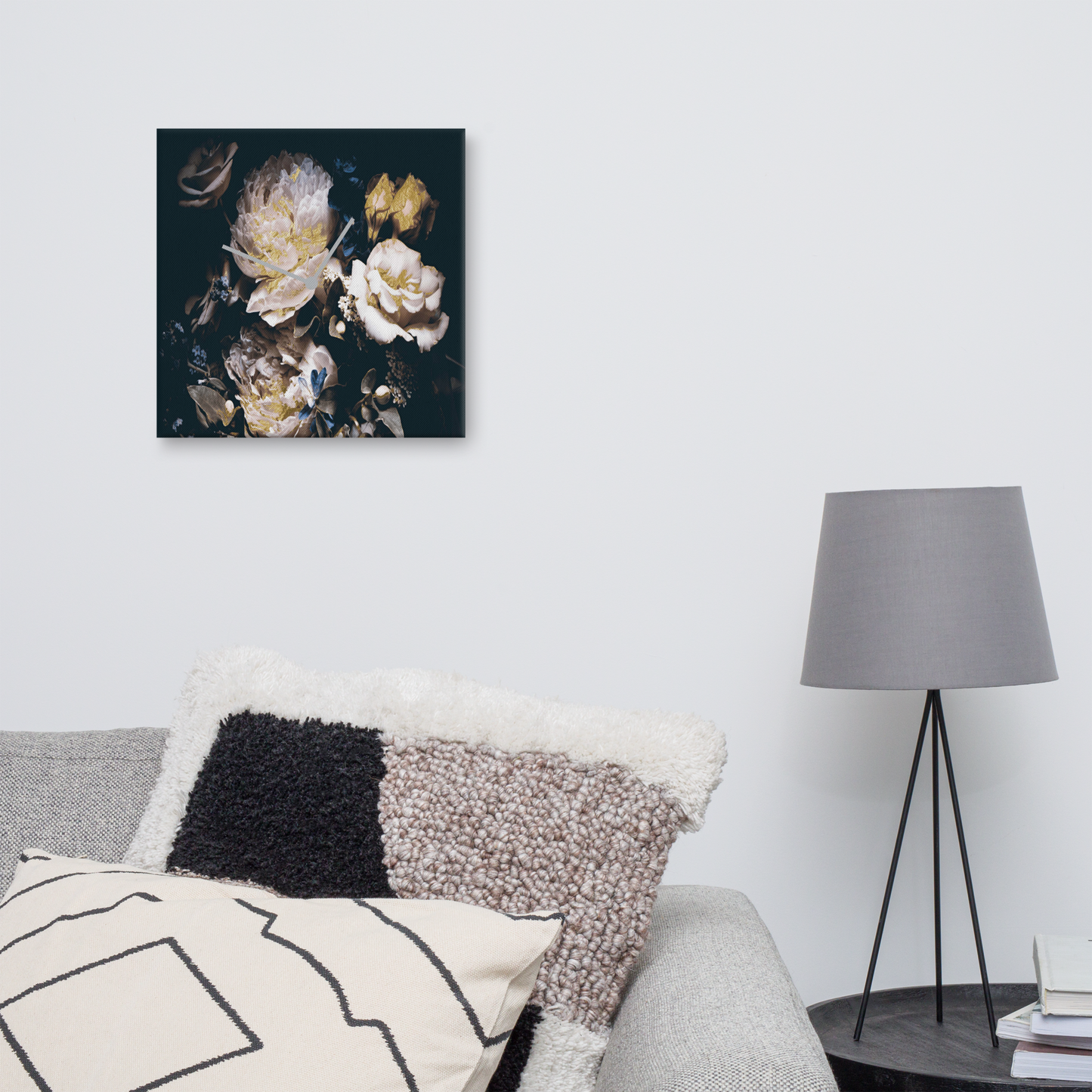 Golden Flower acrylglas wandklok met bladgoud – luxe designklok