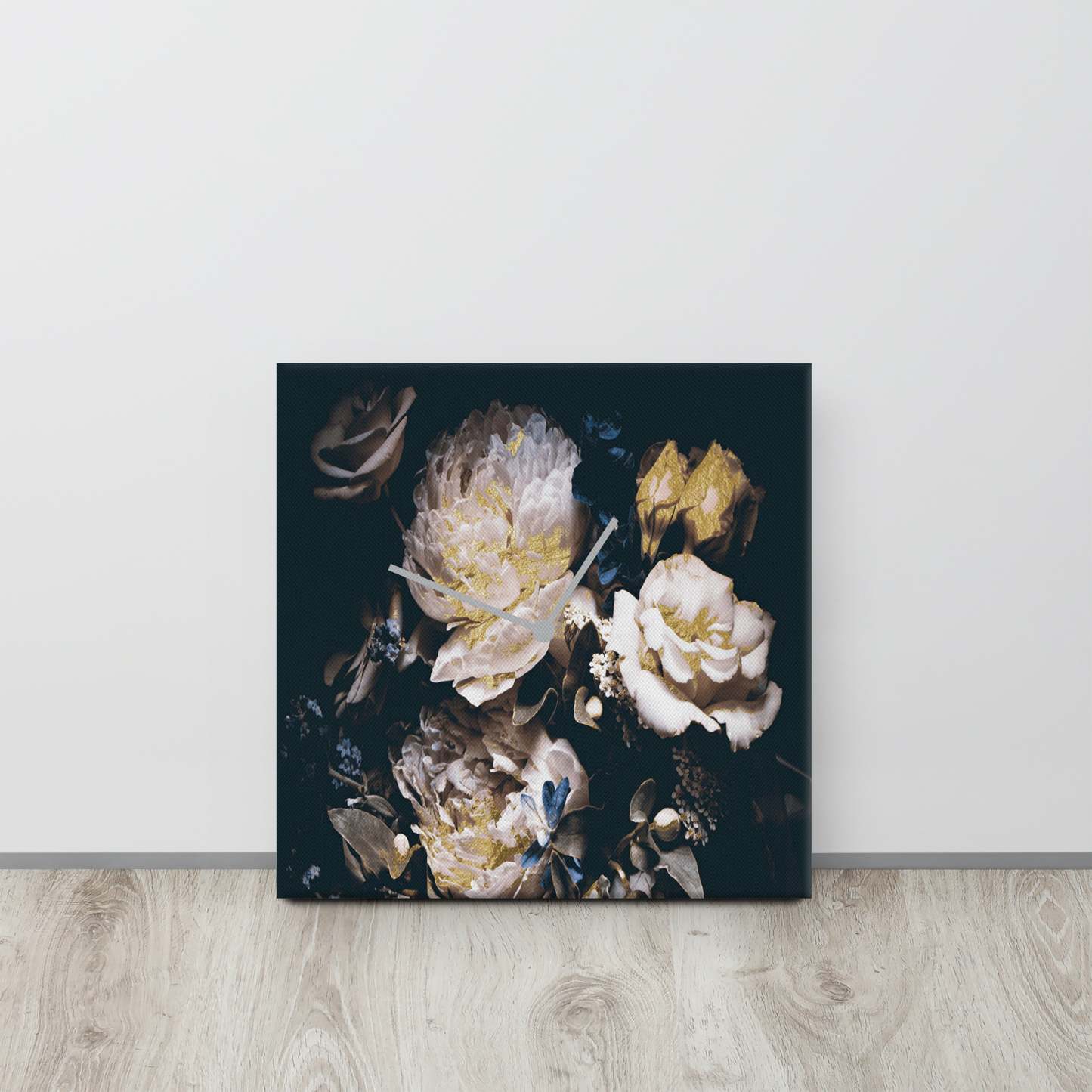 Golden Flower acrylglas wandklok met bladgoud – luxe designklok