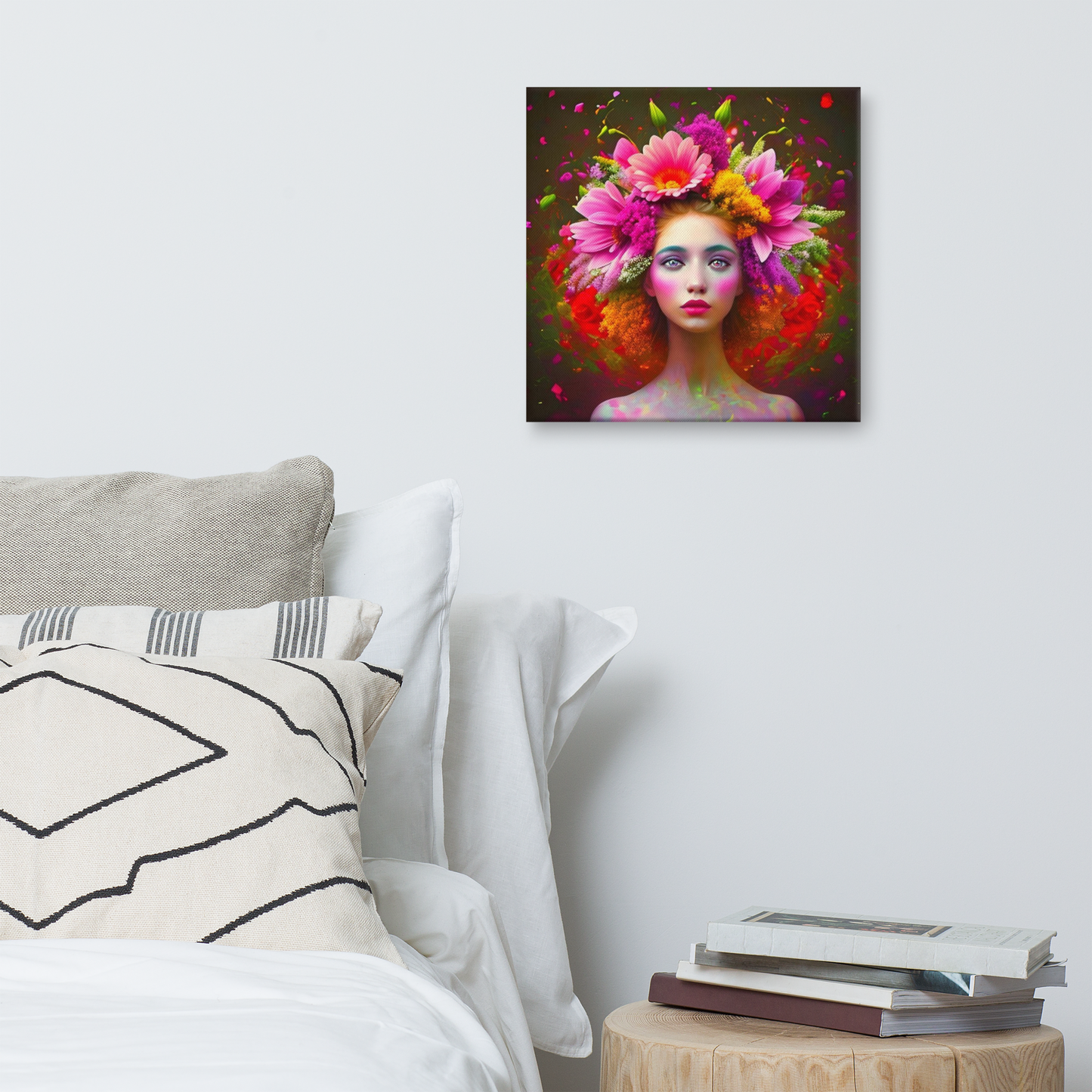 Prachtige Acrylglas Schilderij “Flower Woman I” – Vrouw met Bloemen in Haar