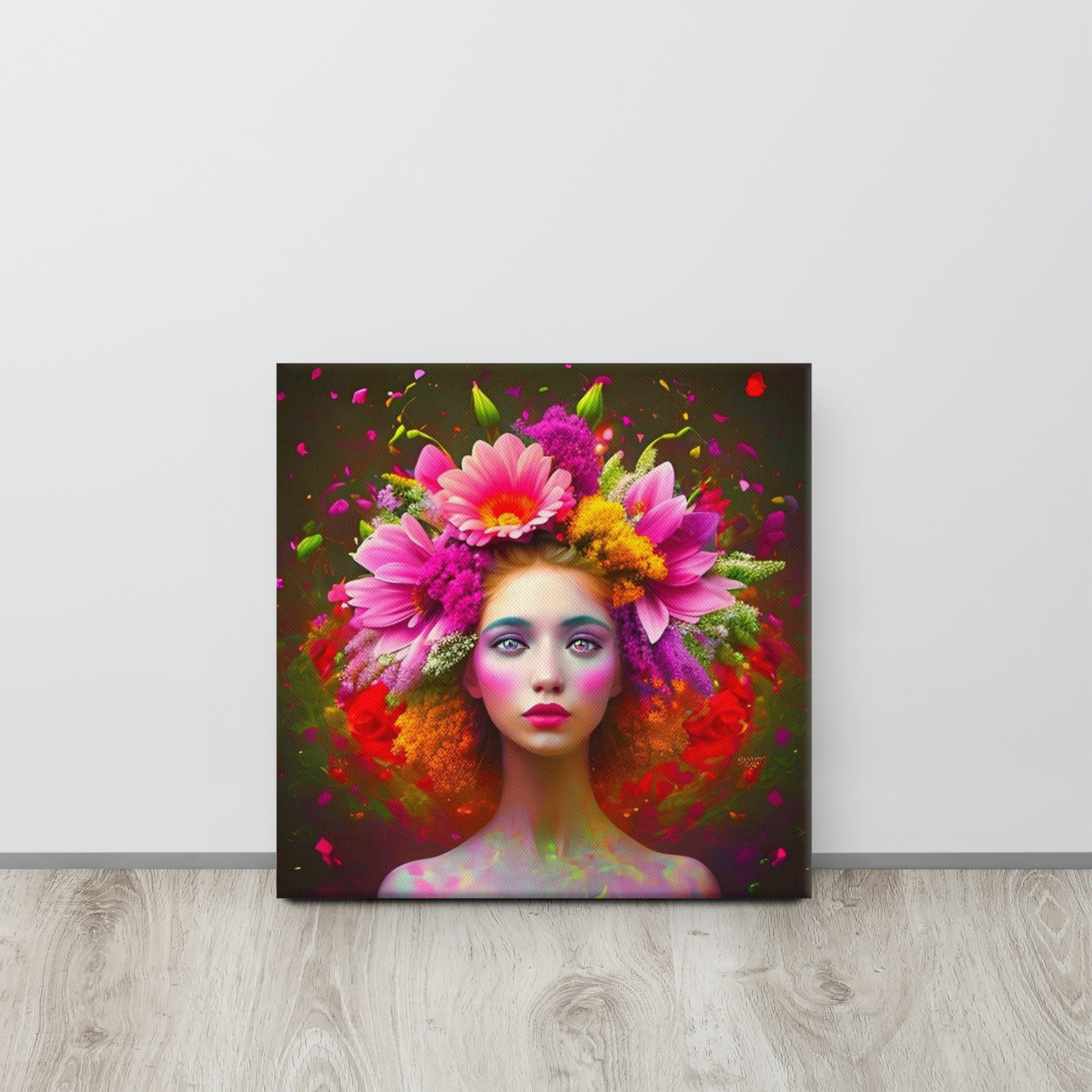 Prachtige Acrylglas Schilderij “Flower Woman I” – Vrouw met Bloemen in Haar