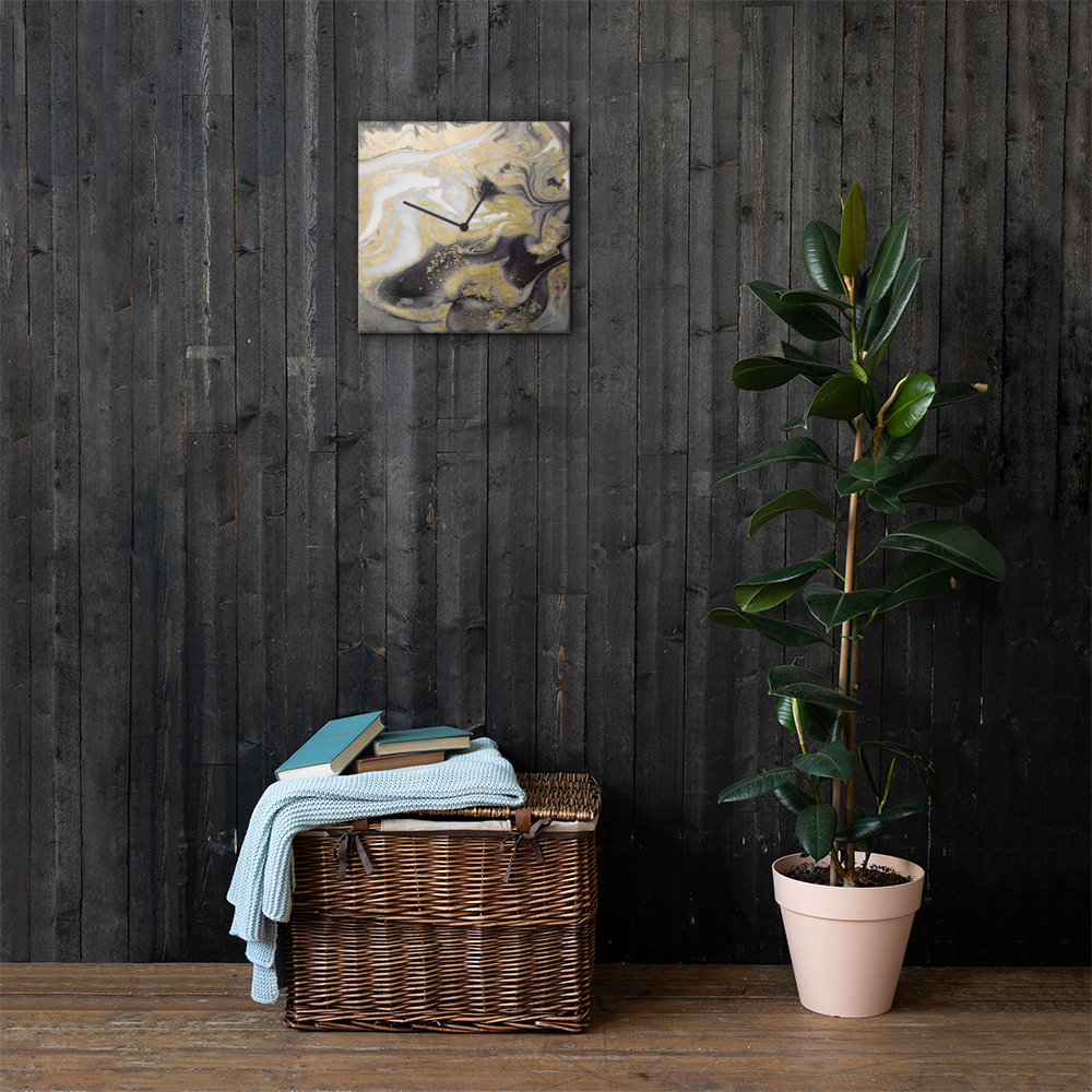 Acrylglas wandklok “Lux Auriga” met bladgoud – modern design klok