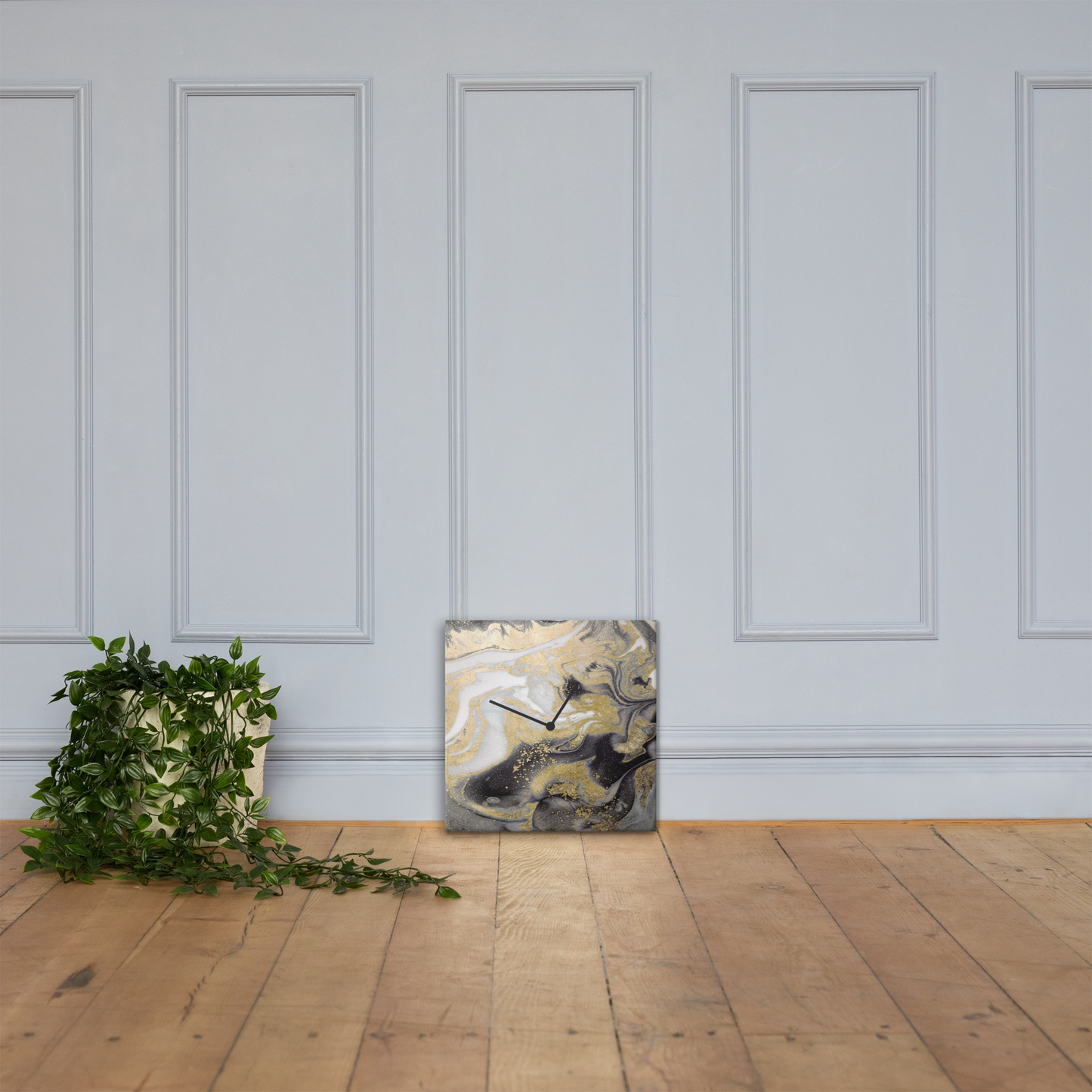 Acrylglas wandklok “Lux Auriga” met bladgoud – modern design klok