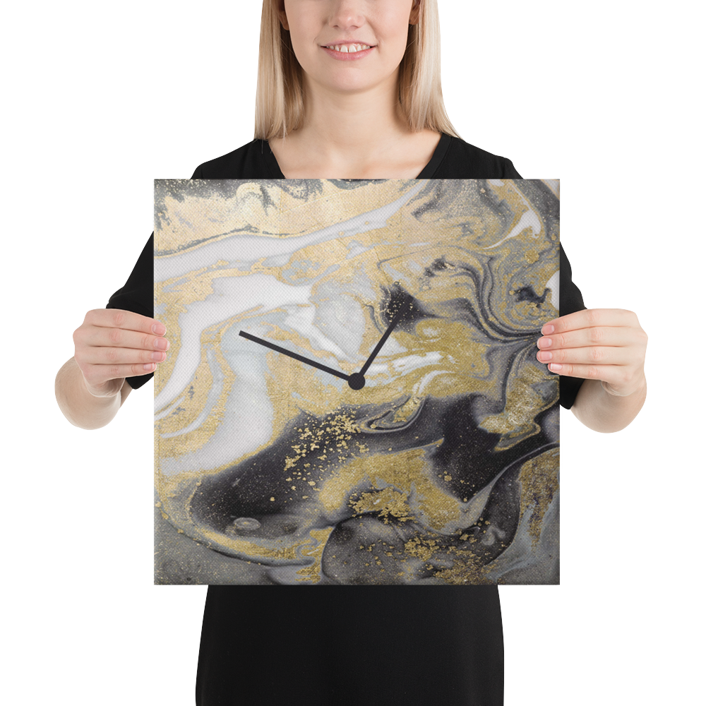 Acrylglas wandklok “Lux Auriga” met bladgoud – modern design klok