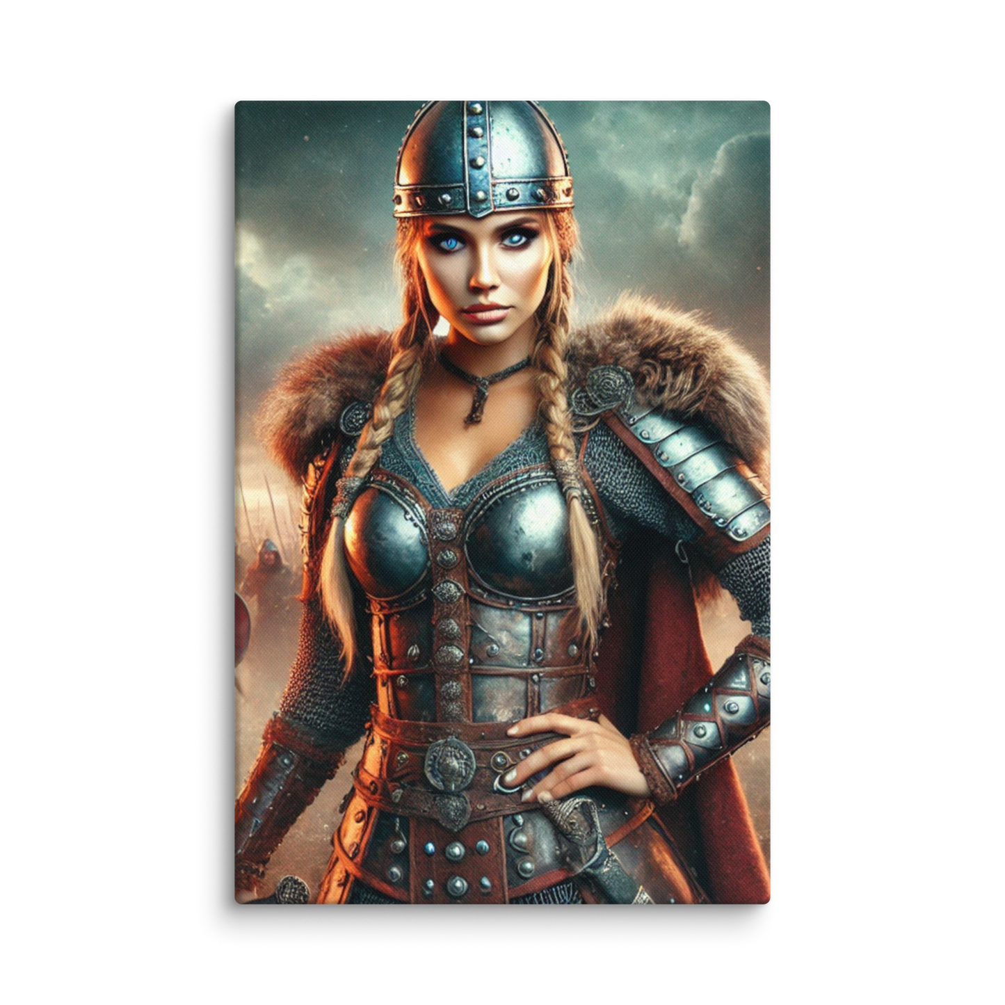 Vikingvrouw Canvas Schilderij - Stoer en Krachtig Wanddecoratie - Premium Kwaliteit -Scandinavische Kunst