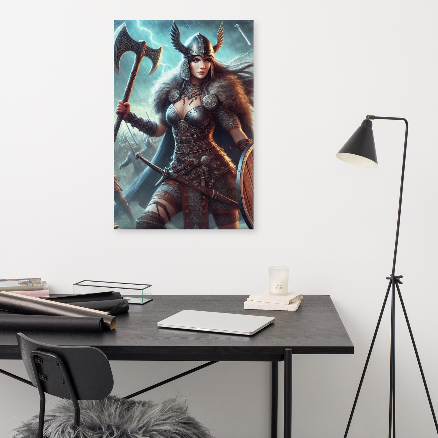 Vikingvrouw Canvas Schilderij - Stoer en Uniek Wanddecoratie - Premium Kwaliteit
