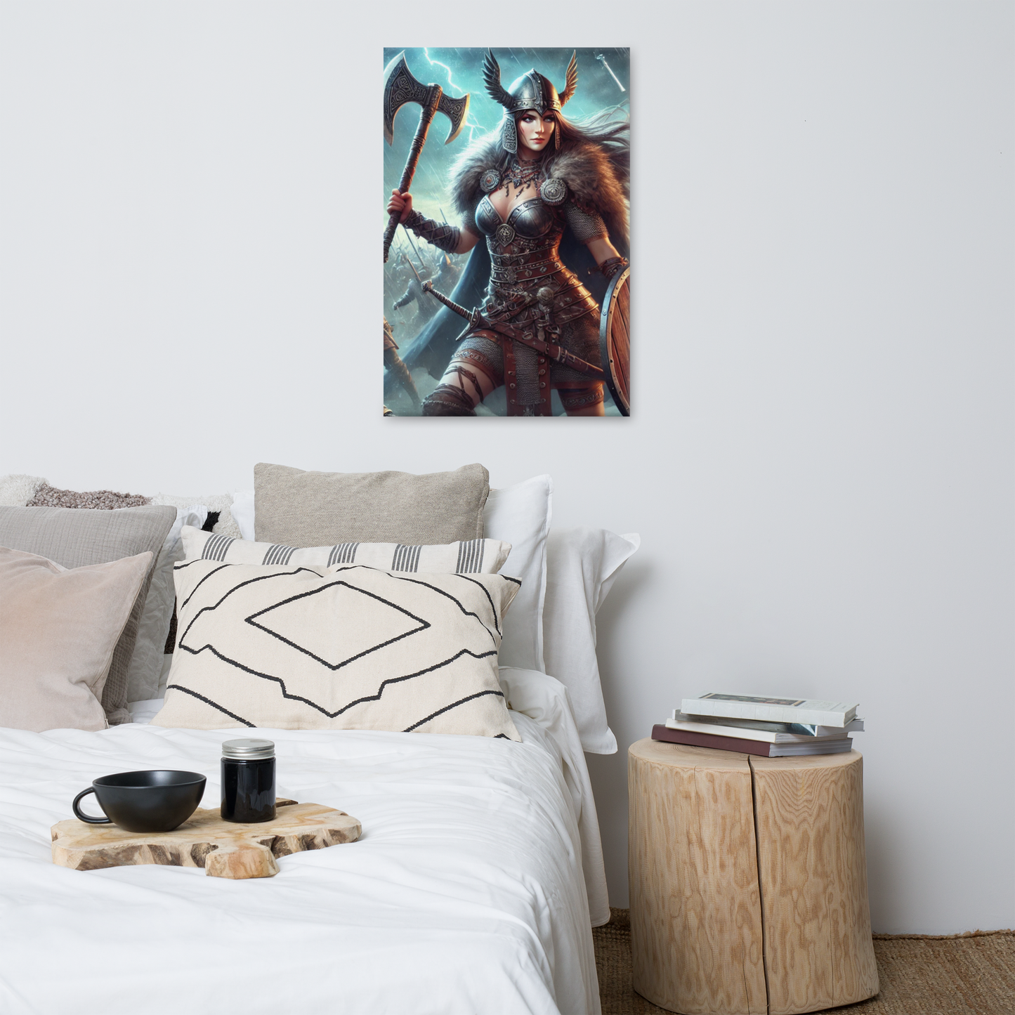 Vikingvrouw Canvas Schilderij - Stoer en Uniek Wanddecoratie - Premium Kwaliteit