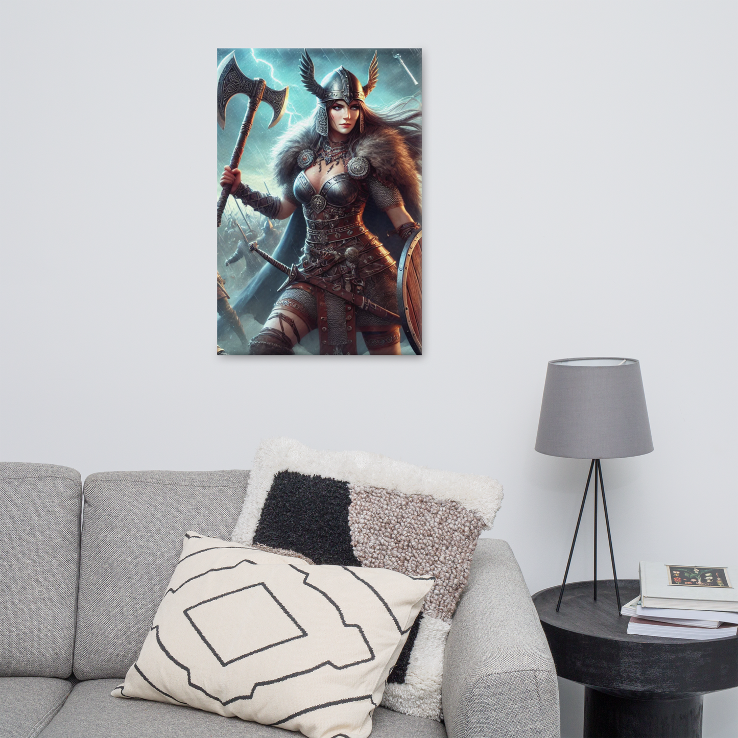 Vikingvrouw Canvas Schilderij - Stoer en Uniek Wanddecoratie - Premium Kwaliteit