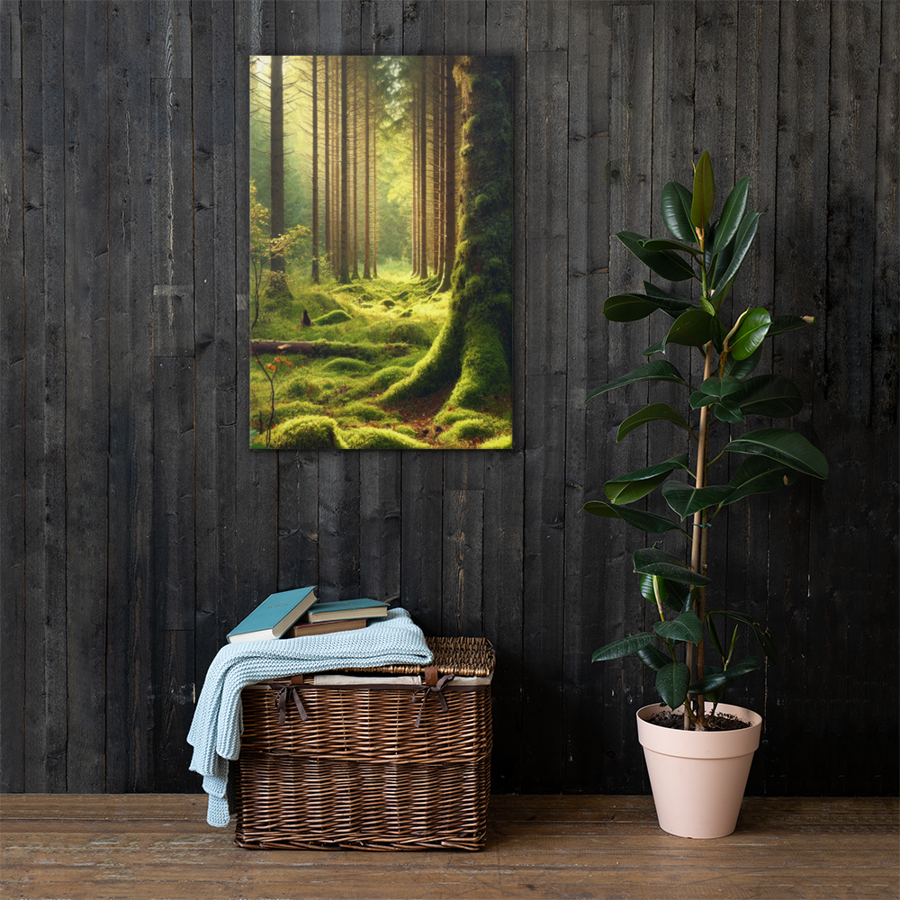 Adembenemende Boslandschap Canvas – Mystiek Groen in de Natuur