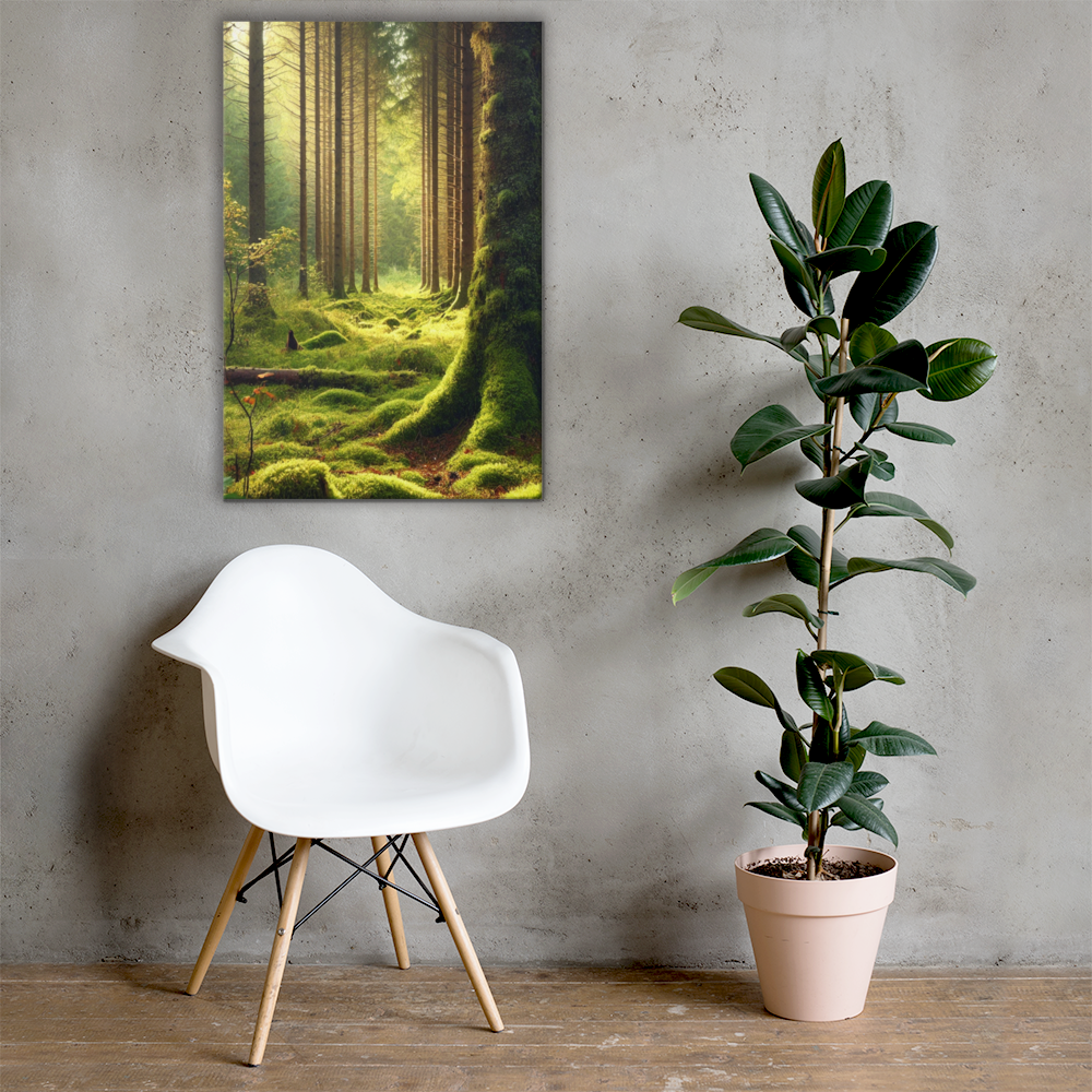 Adembenemende Boslandschap Canvas – Mystiek Groen in de Natuur