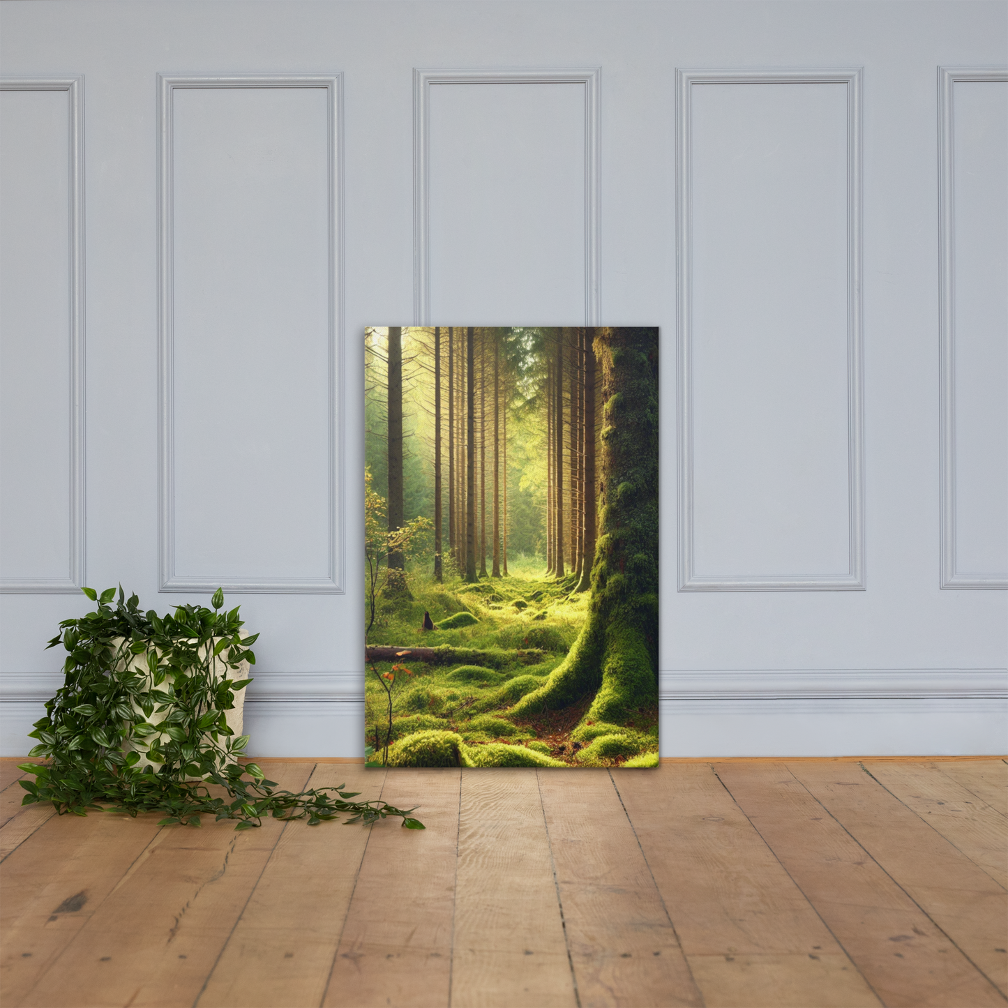 Adembenemende Boslandschap Canvas – Mystiek Groen in de Natuur