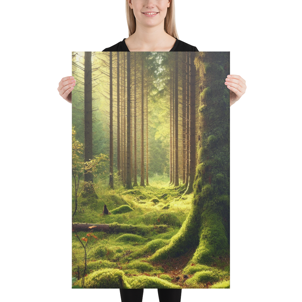 Adembenemende Boslandschap Canvas – Mystiek Groen in de Natuur