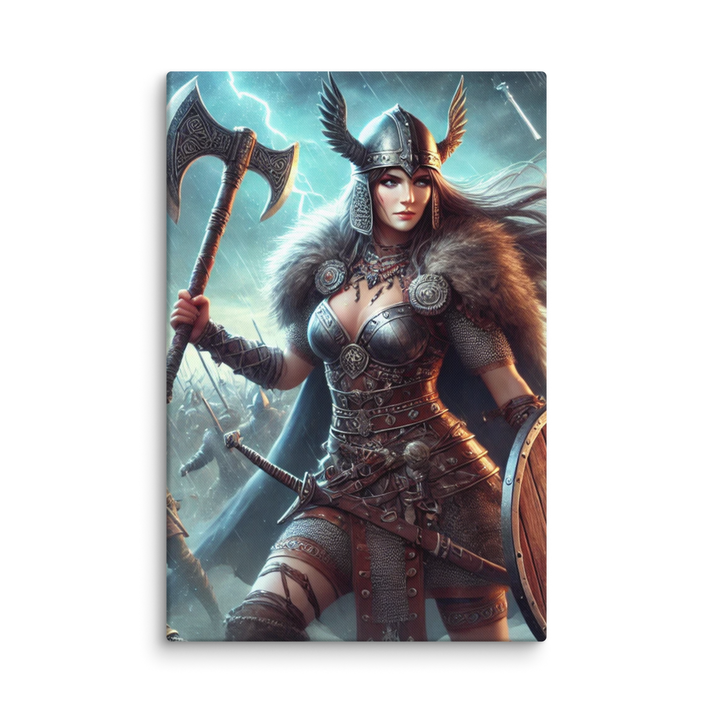 Vikingvrouw Canvas Schilderij - Stoer en Uniek Wanddecoratie - Premium Kwaliteit