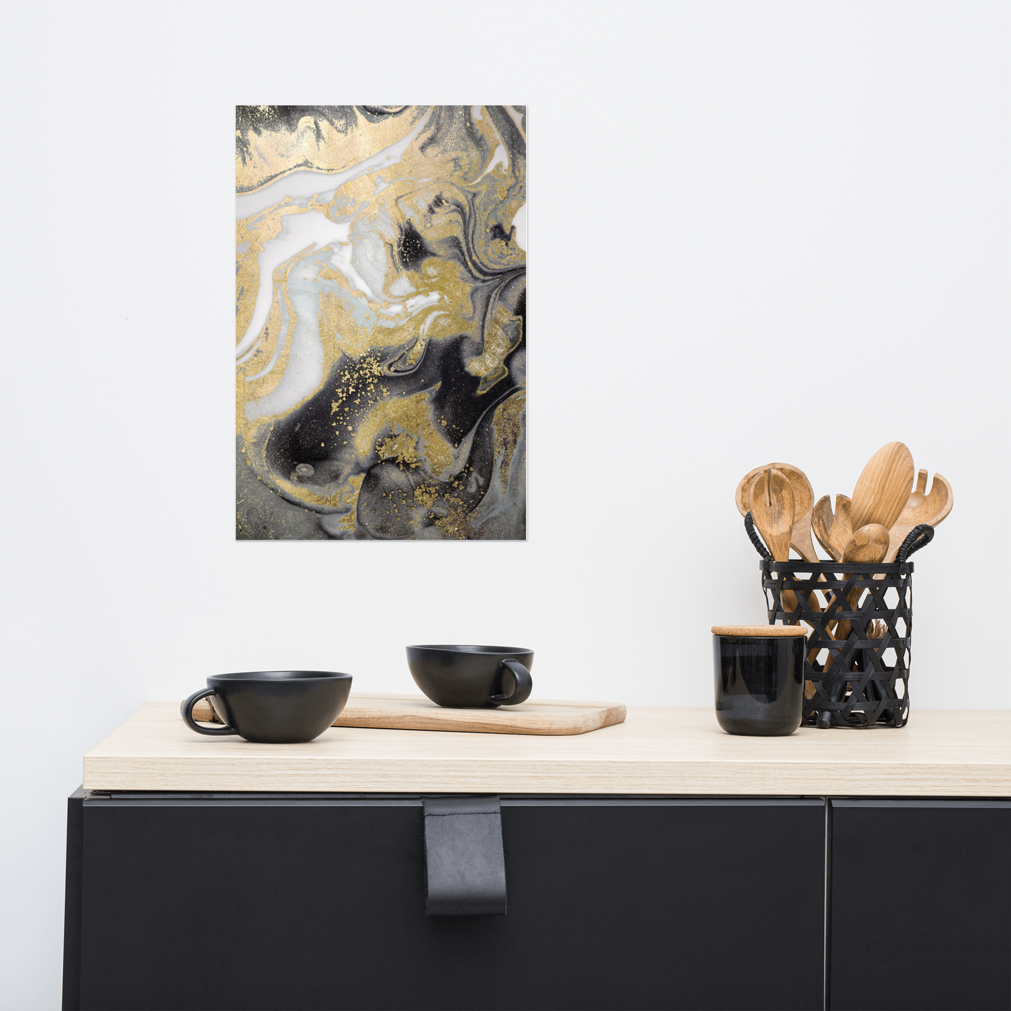 Acrylglas Kunstwerk met Bladgoud – Retro Linus-Maximilian Stijl | Handgemaakt Statement Piece