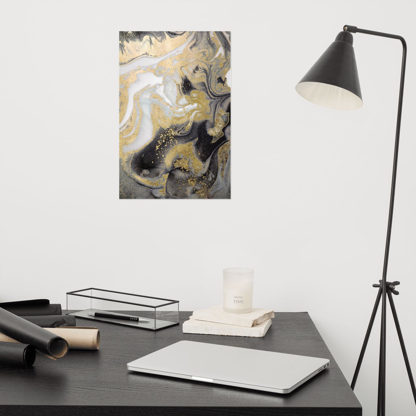 Acrylglas Kunstwerk met Bladgoud – Retro Linus-Maximilian Stijl | Handgemaakt Statement Piece