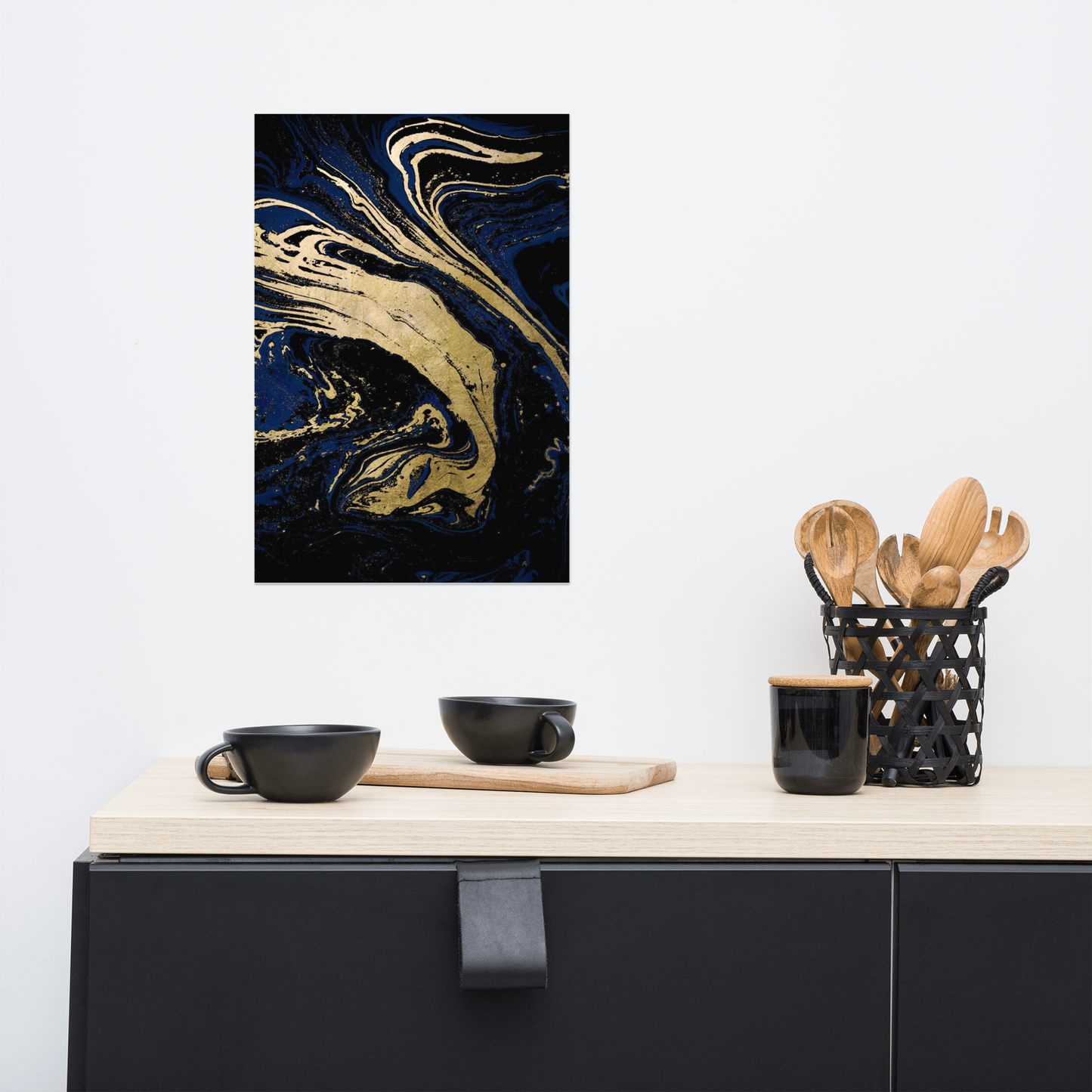 Acrylglas Kunstwerk met Bladgoud - Abstracte Wanddecoratie in Zwart-Goud – Design ‘Norbert