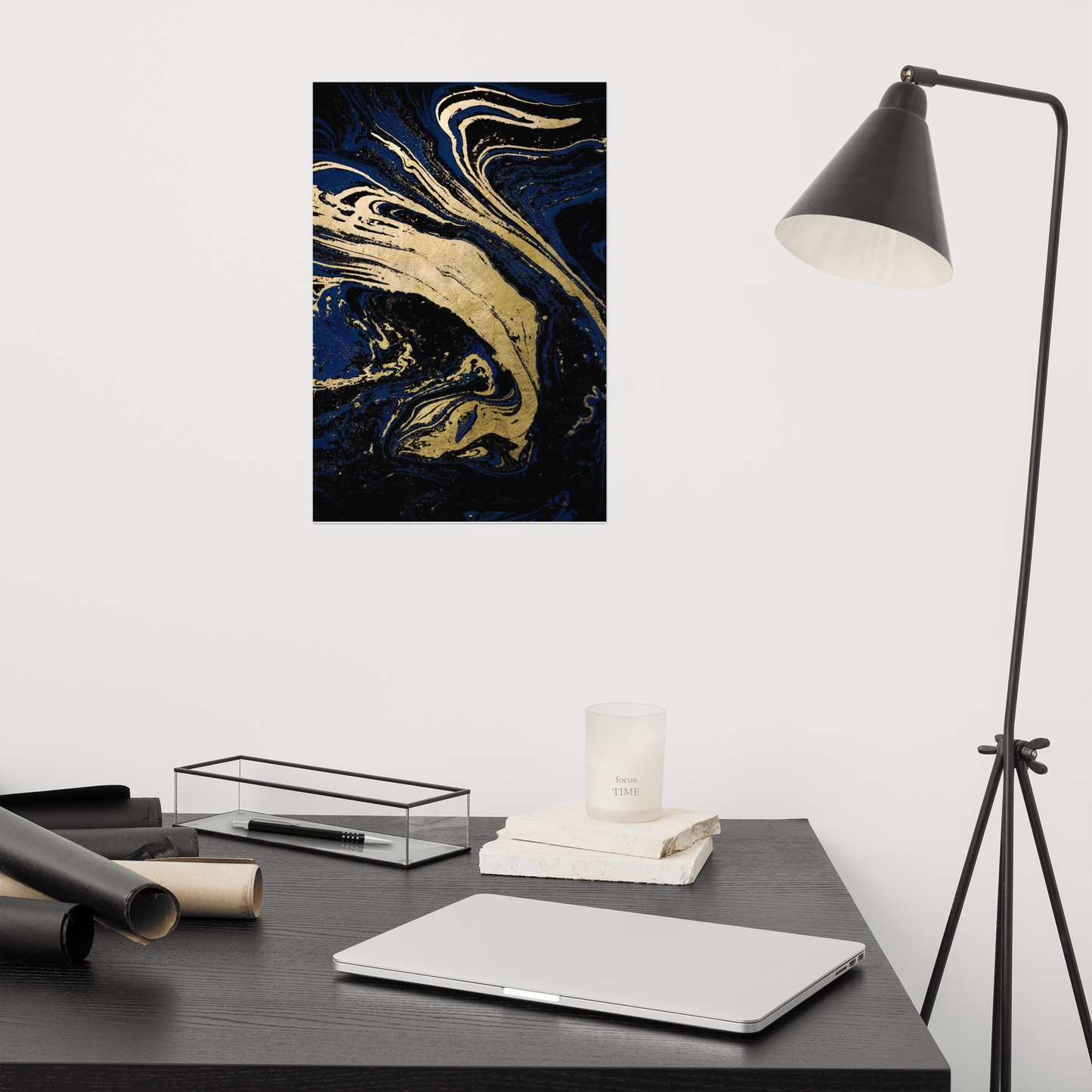 Acrylglas Kunstwerk met Bladgoud - Abstracte Wanddecoratie in Zwart-Goud – Design ‘Norbert