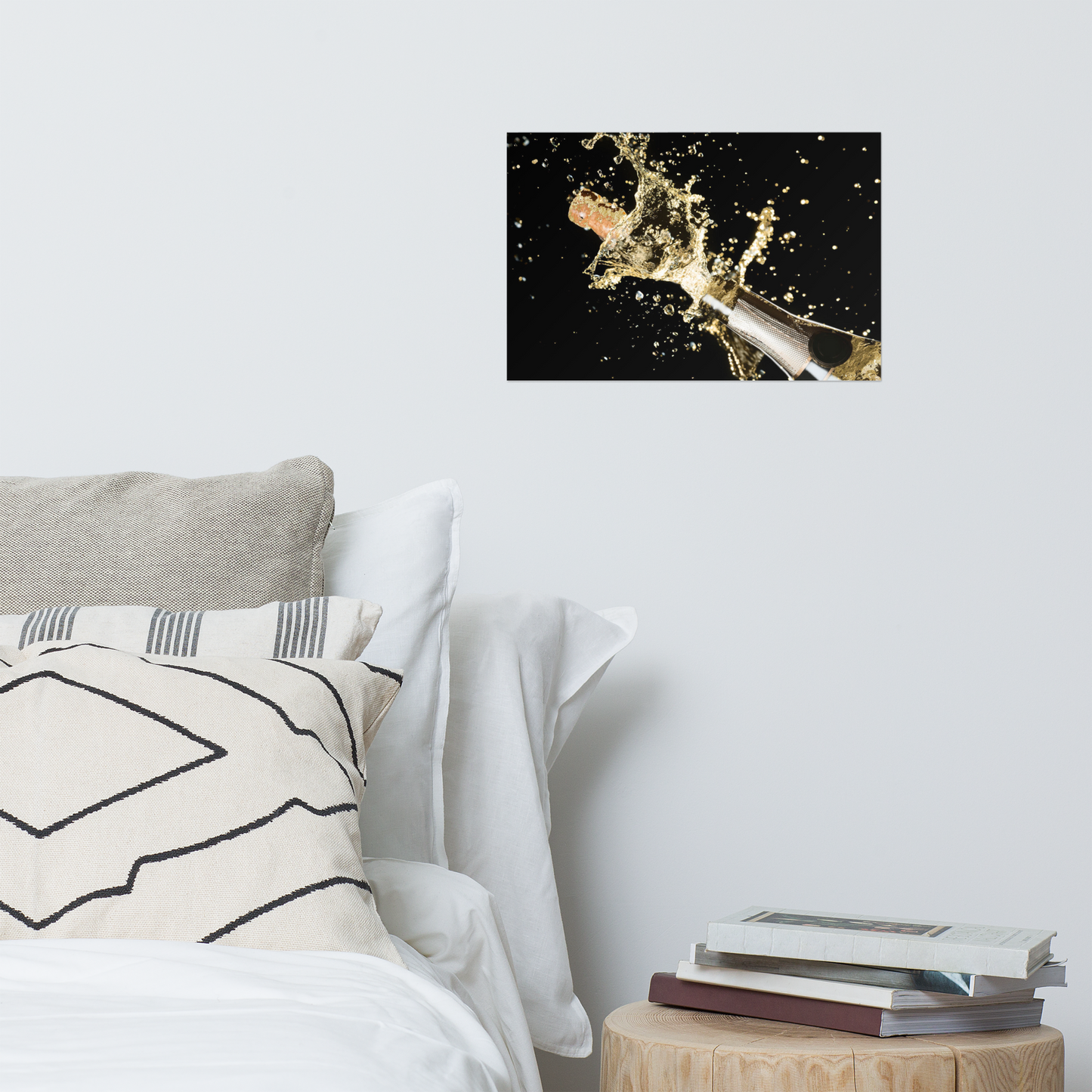 Luxe Acrylglas Kunstwerk met Champagne & Bladgoud – Stijlvol Accent
