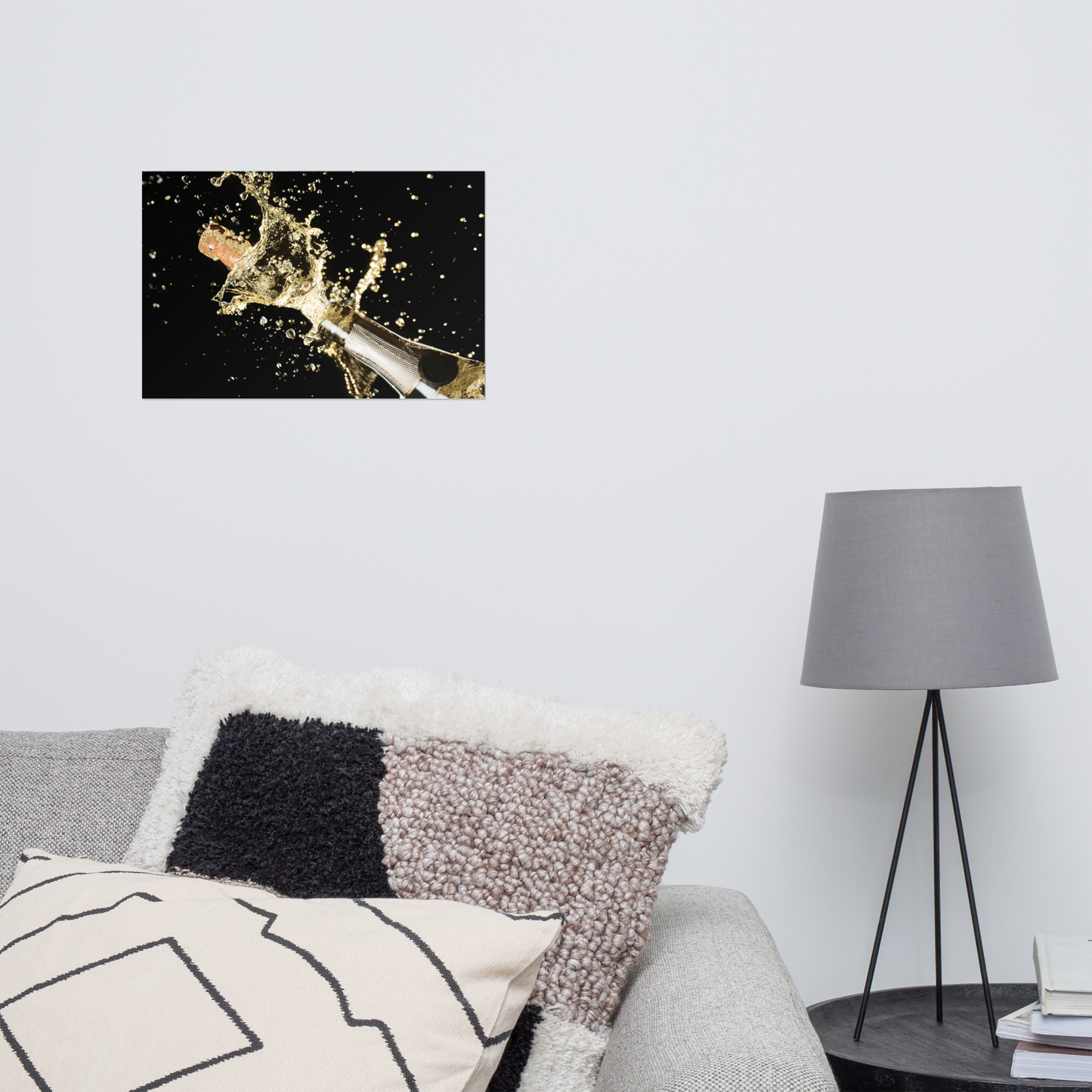 Luxe Acrylglas Kunstwerk met Champagne & Bladgoud – Stijlvol Accent
