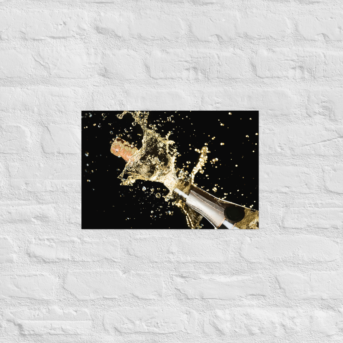 Luxe Acrylglas Kunstwerk met Champagne & Bladgoud – Stijlvol Accent