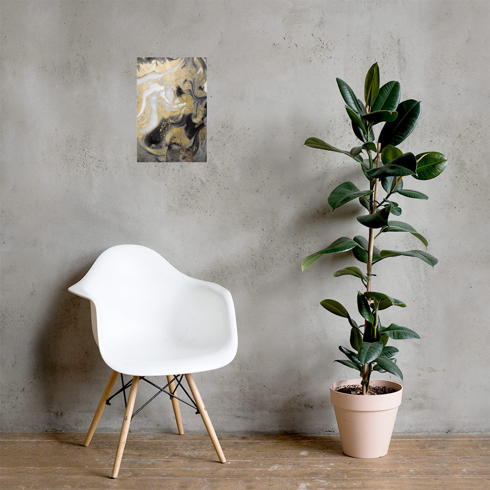 Acrylglas Kunstwerk met Bladgoud – Retro Linus-Maximilian Stijl | Handgemaakt Statement Piece
