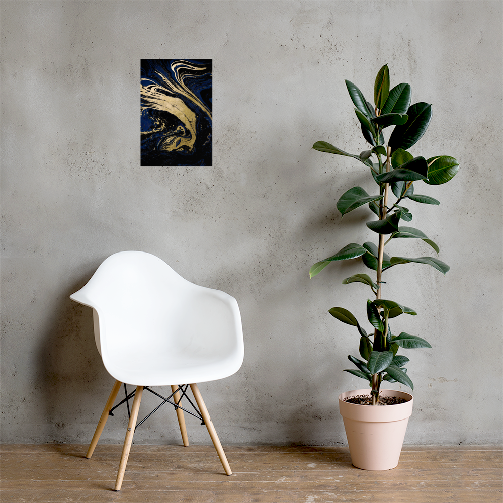 Acrylglas Kunstwerk met Bladgoud - Abstracte Wanddecoratie in Zwart-Goud – Design ‘Norbert