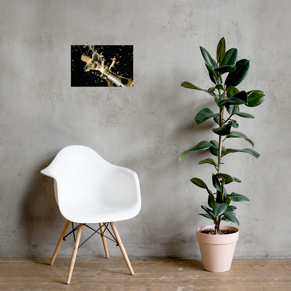 Luxe Acrylglas Kunstwerk met Champagne & Bladgoud – Stijlvol Accent