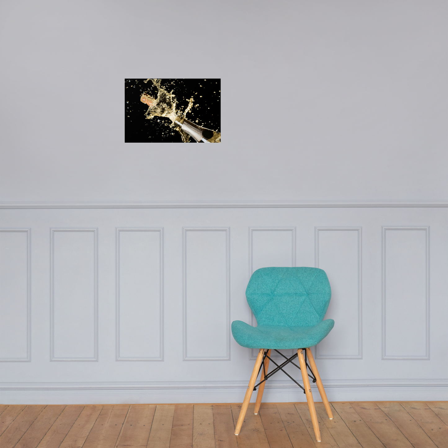 Luxe Acrylglas Kunstwerk met Champagne & Bladgoud – Stijlvol Accent