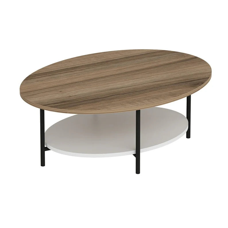 Prachtig unieke houten salontafel met metalen poten