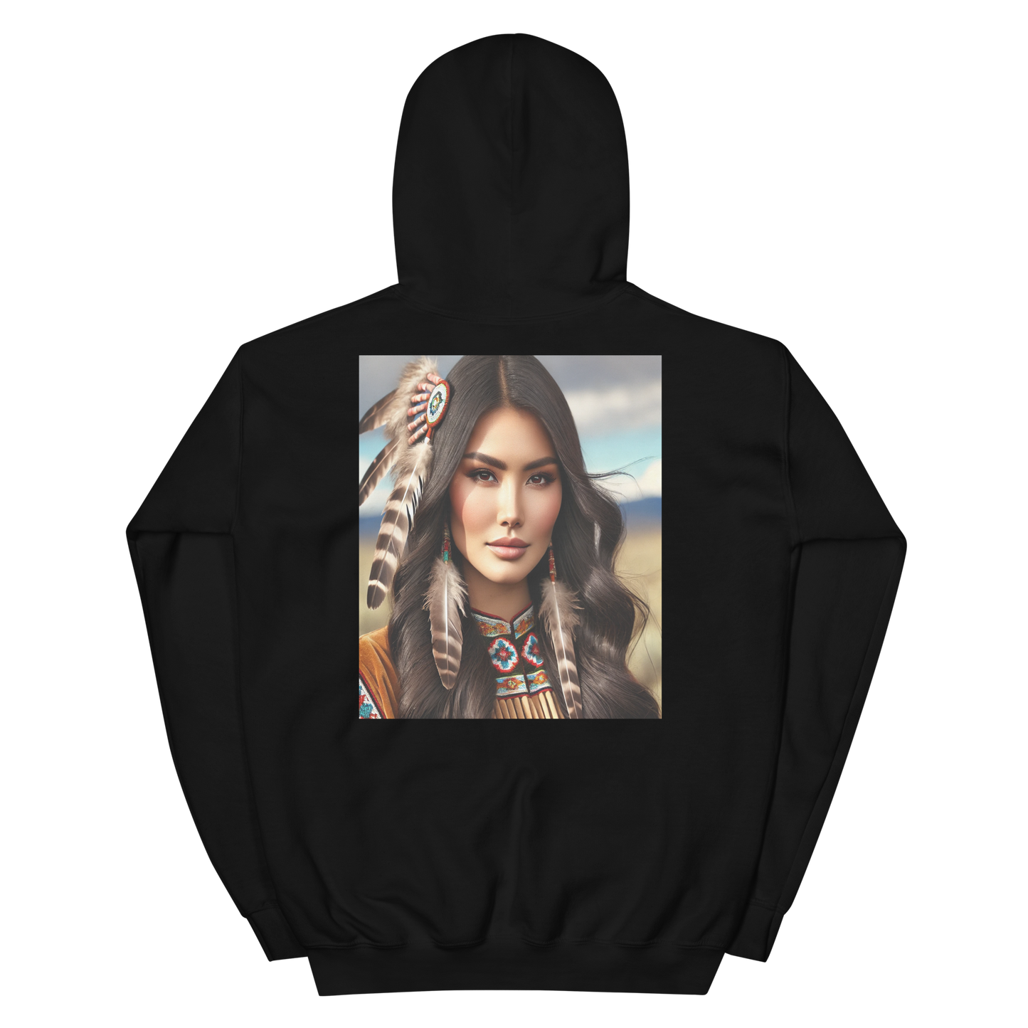 Indiaanse Krijgersvrouw Hoodie - Uniseks Comfortabele Hoodie met Indianen Print - Stijlvol, Warm en Zacht