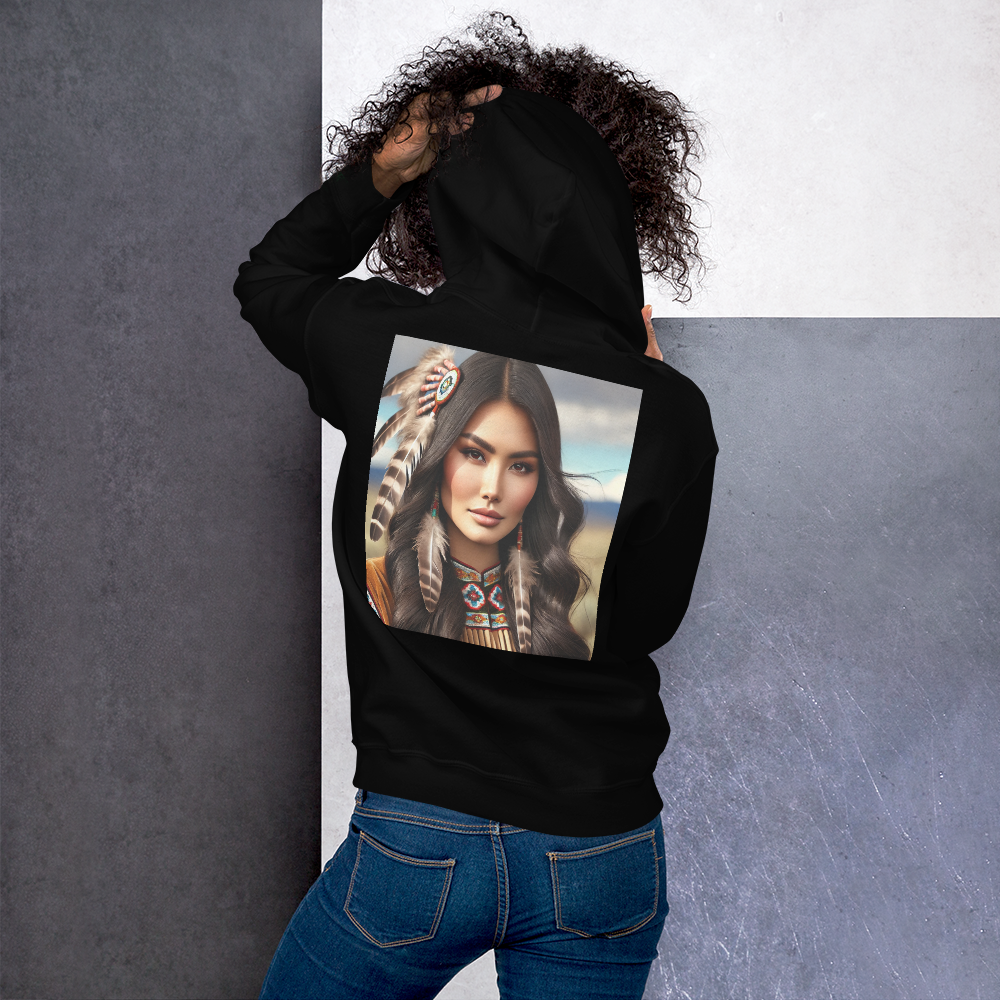 Indiaanse Krijgersvrouw Hoodie - Uniseks Comfortabele Hoodie met Indianen Print - Stijlvol, Warm en Zacht
