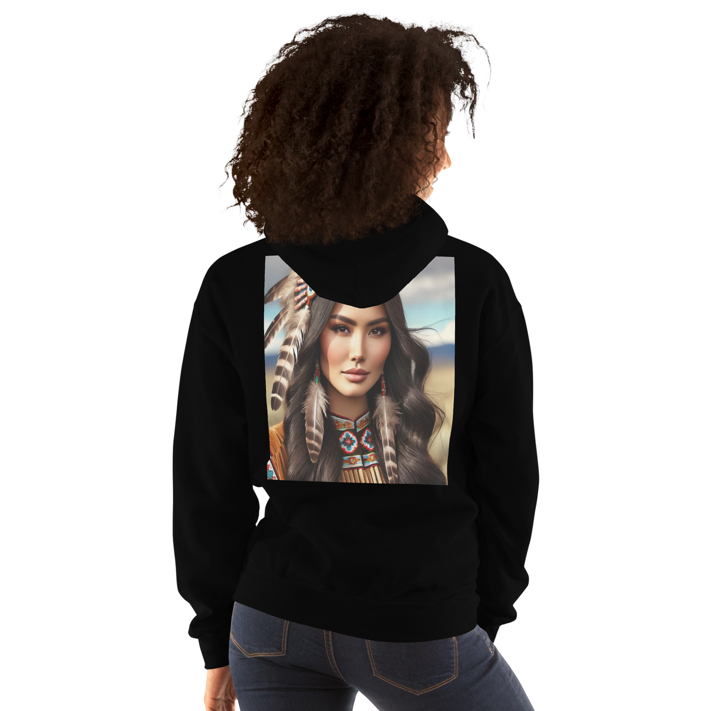 Indiaanse Krijgersvrouw Hoodie - Uniseks Comfortabele Hoodie met Indianen Print - Stijlvol, Warm en Zacht