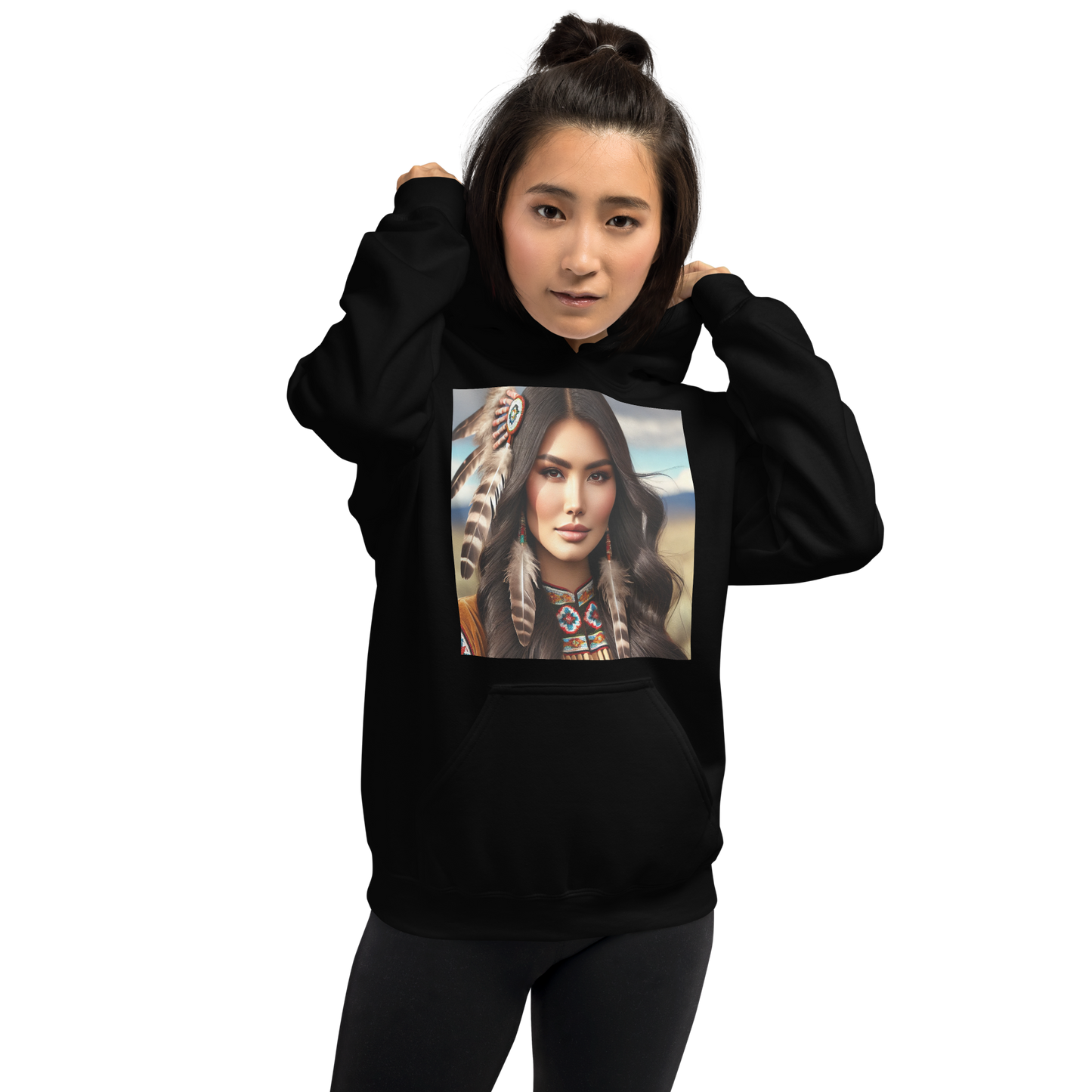 Indiaanse Krijgersvrouw Hoodie - Uniseks Comfortabele Hoodie met Indianen Print - Stijlvol, Warm en Zacht