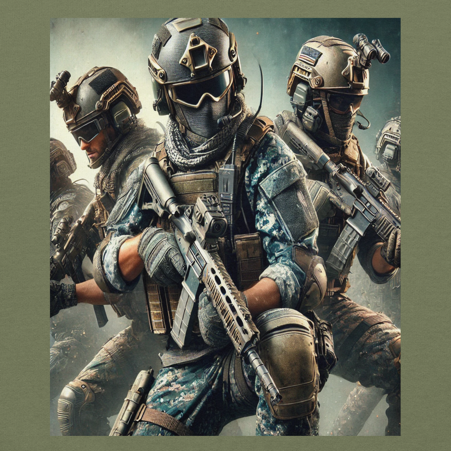 Militaire Stijl Unisex Hoodie met Stoere Soldatenprint – Comfortabele Hoodie voor Gamers