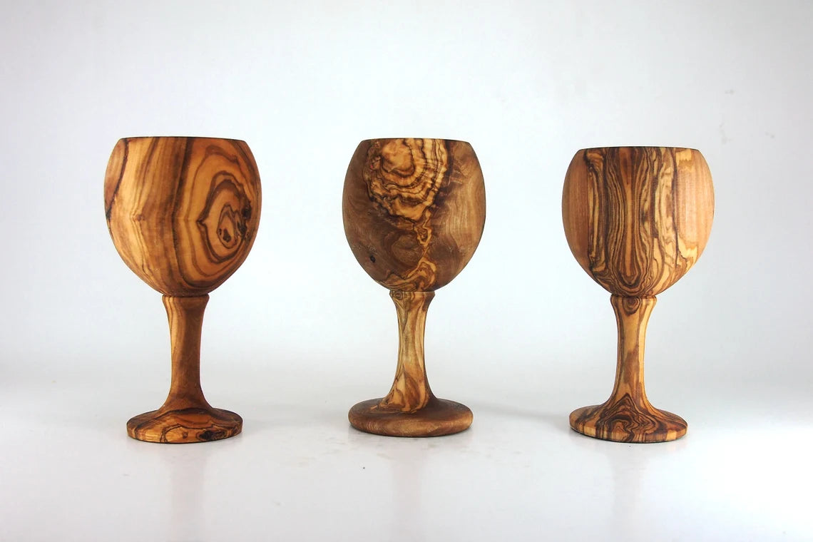 2 Houten Bekers van Tunesisch Olijfhout