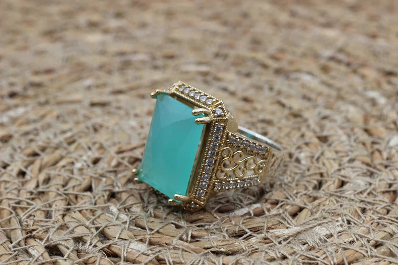 Unieke Handgemaakte Jade Topaas Ring