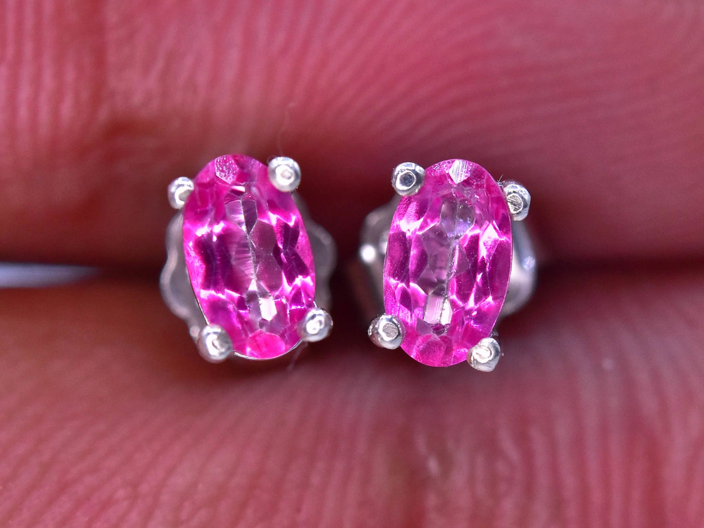 Oorbellen met topaas – 3.80 ct, zachtroze, 925 sterling zilver