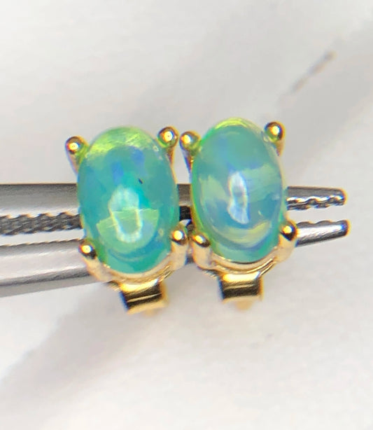 Natuurlijke Groene Opaal Oorbellen – 4,90 ct – 925 Zilver