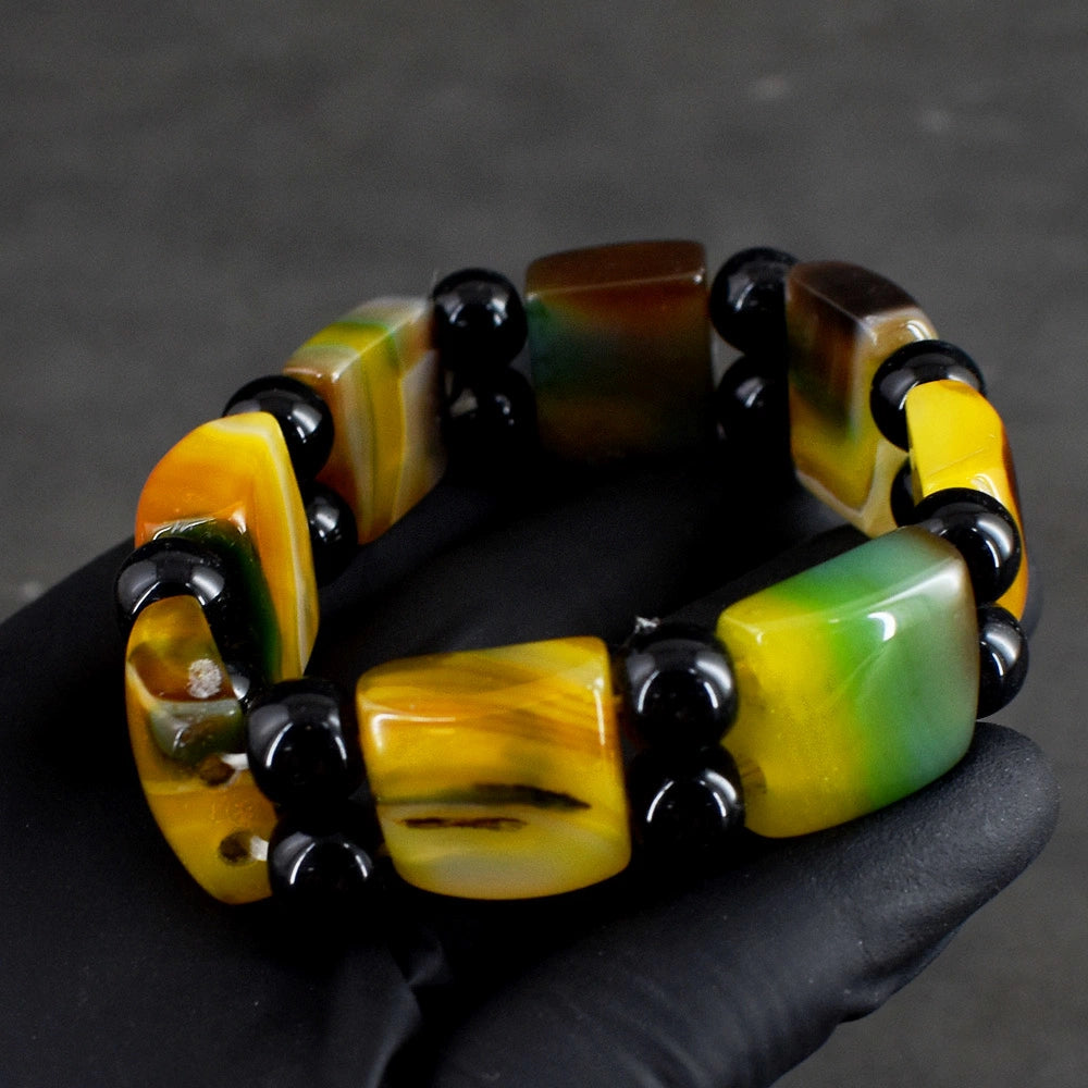 Echte Onyx & Spinel Stretch Armband 217,00 CT
