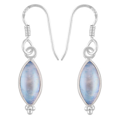 Oorbellen van 925 sterling zilver met markiesvormige regenboogmaansteen