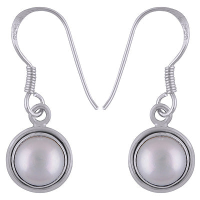 Oorbellen van 925 sterling zilver met ronde parel en subtiel draadwerk
